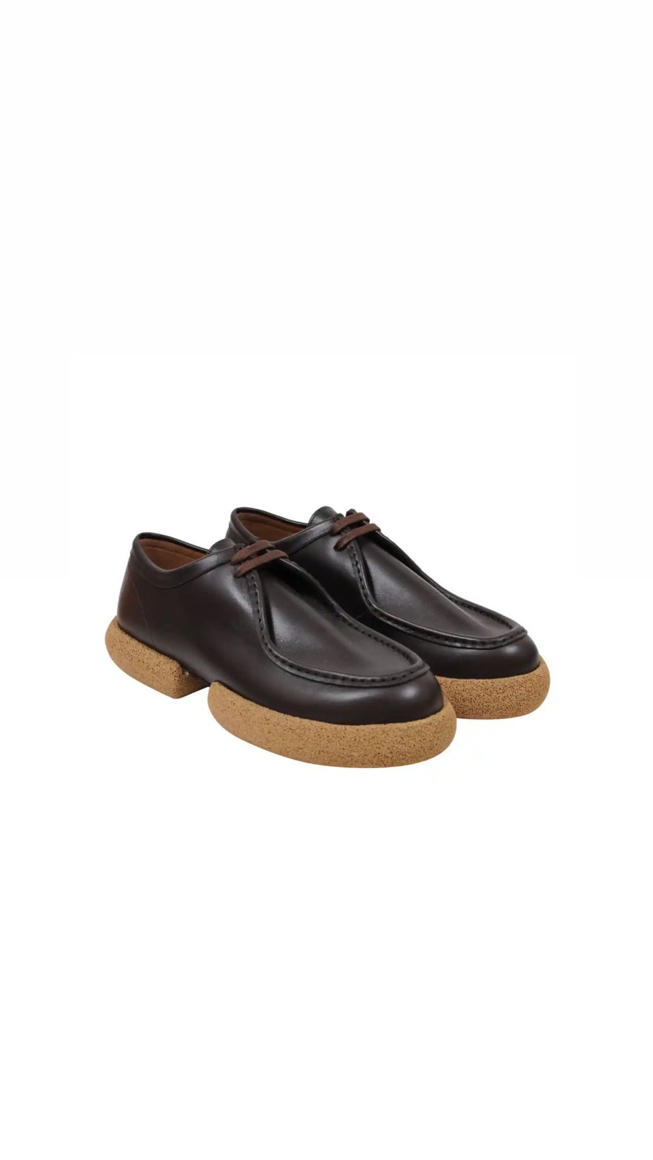 Dries Van Noten Brown Leather Chunky Cork Sole Platform Derby - 01854 Size US 11.5 / EU 44-45 - 2 Thumbnail