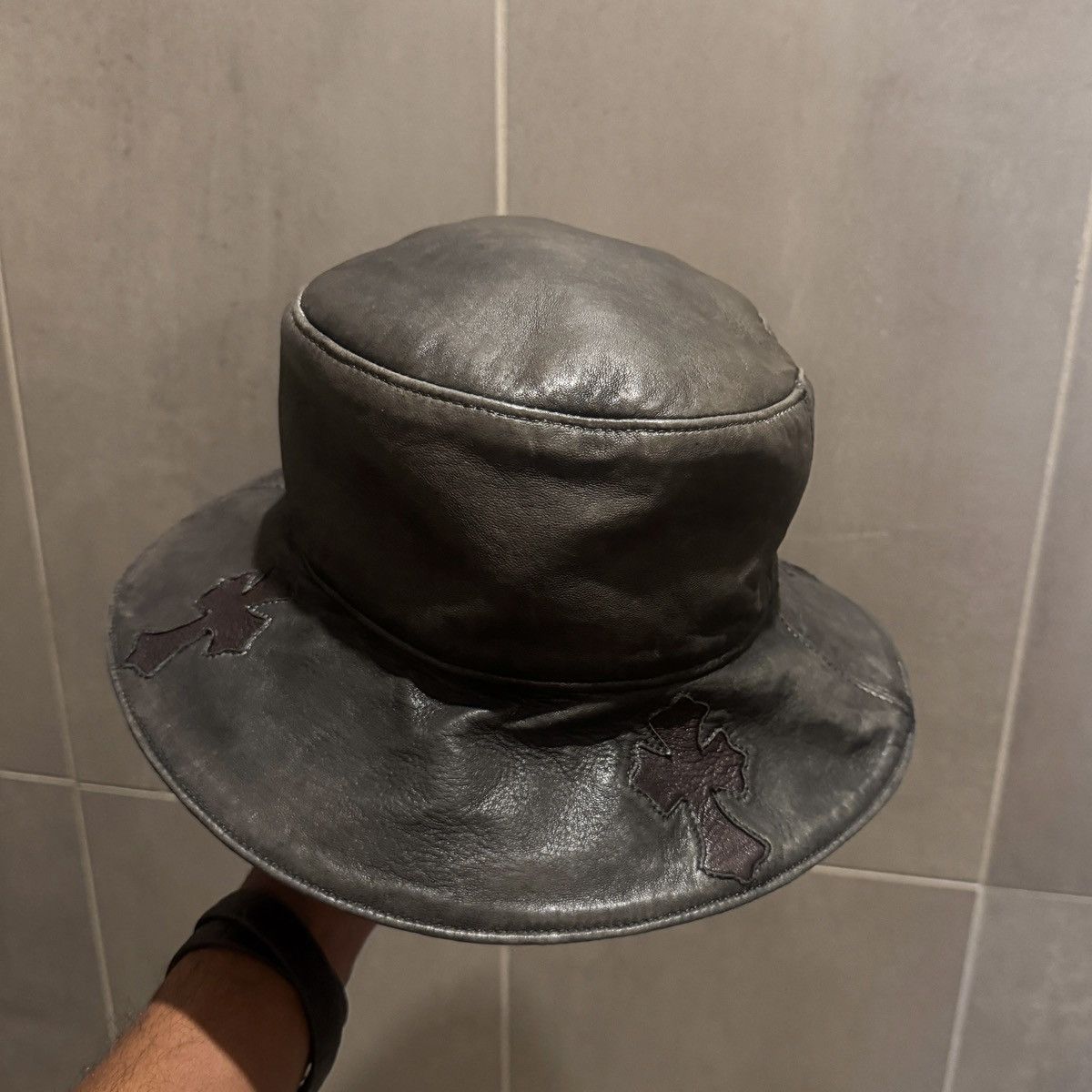 Chrome Hearts Chrome Hearts Cemetery Cross Leather Patch Bucket Hat Size ONE SIZE - 2 Thumbnail