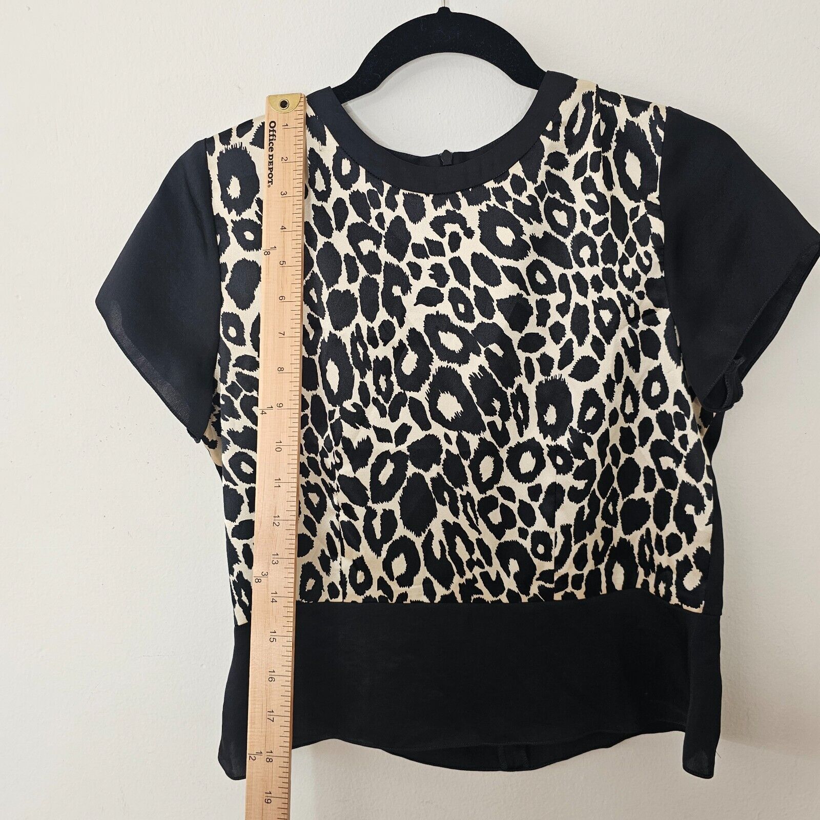 Other ASV Asava Black Cheetah Print Satin Short Sleeve Peplum Top Size M / US 6-8 / IT 42-44 - 7 Thumbnail
