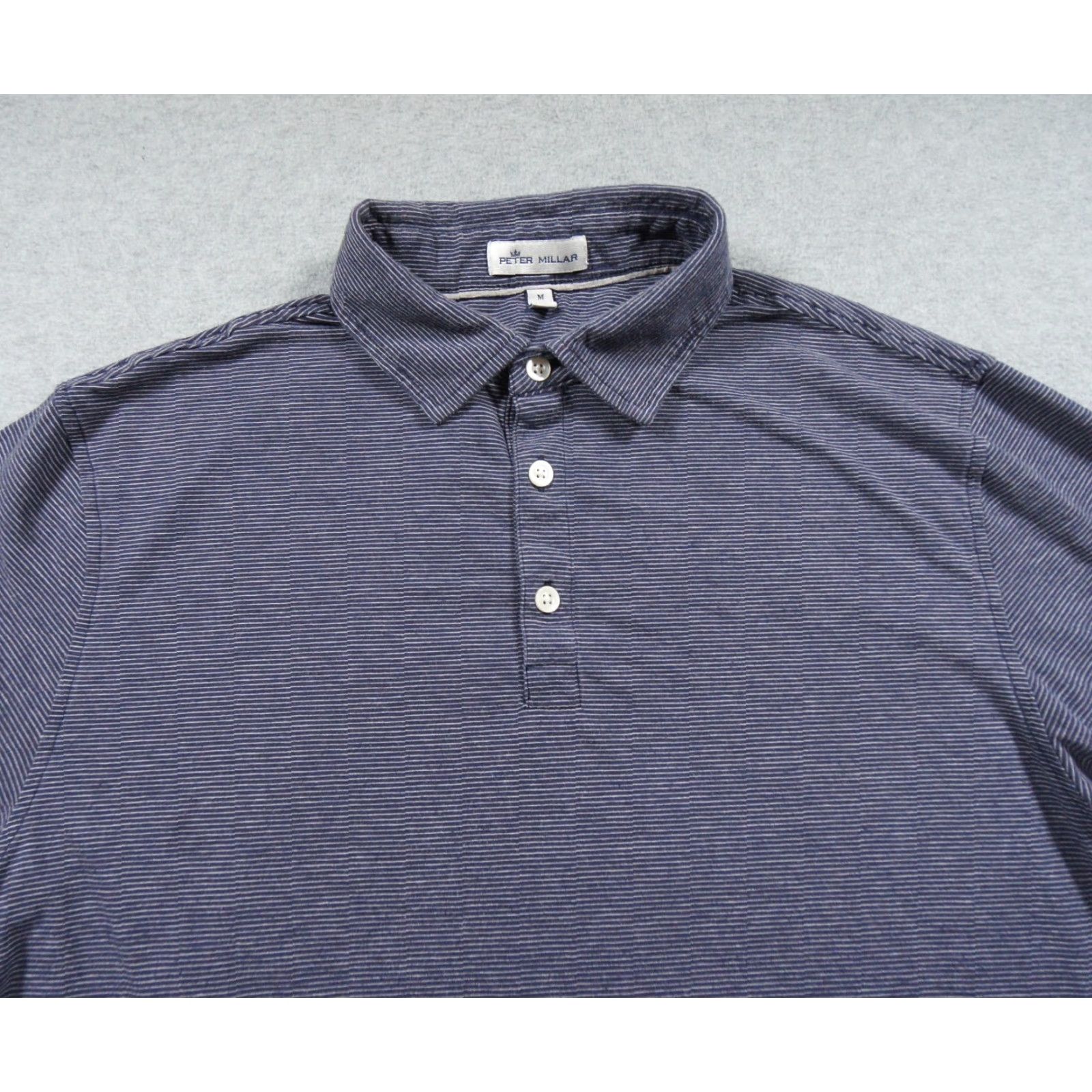 Peter Millar Peter Millar Polo Shirt Mens Medium Blue Striped Golf Short Sleeve Collared Size US M / EU 48-50 / 2 - 2 Thumbnail