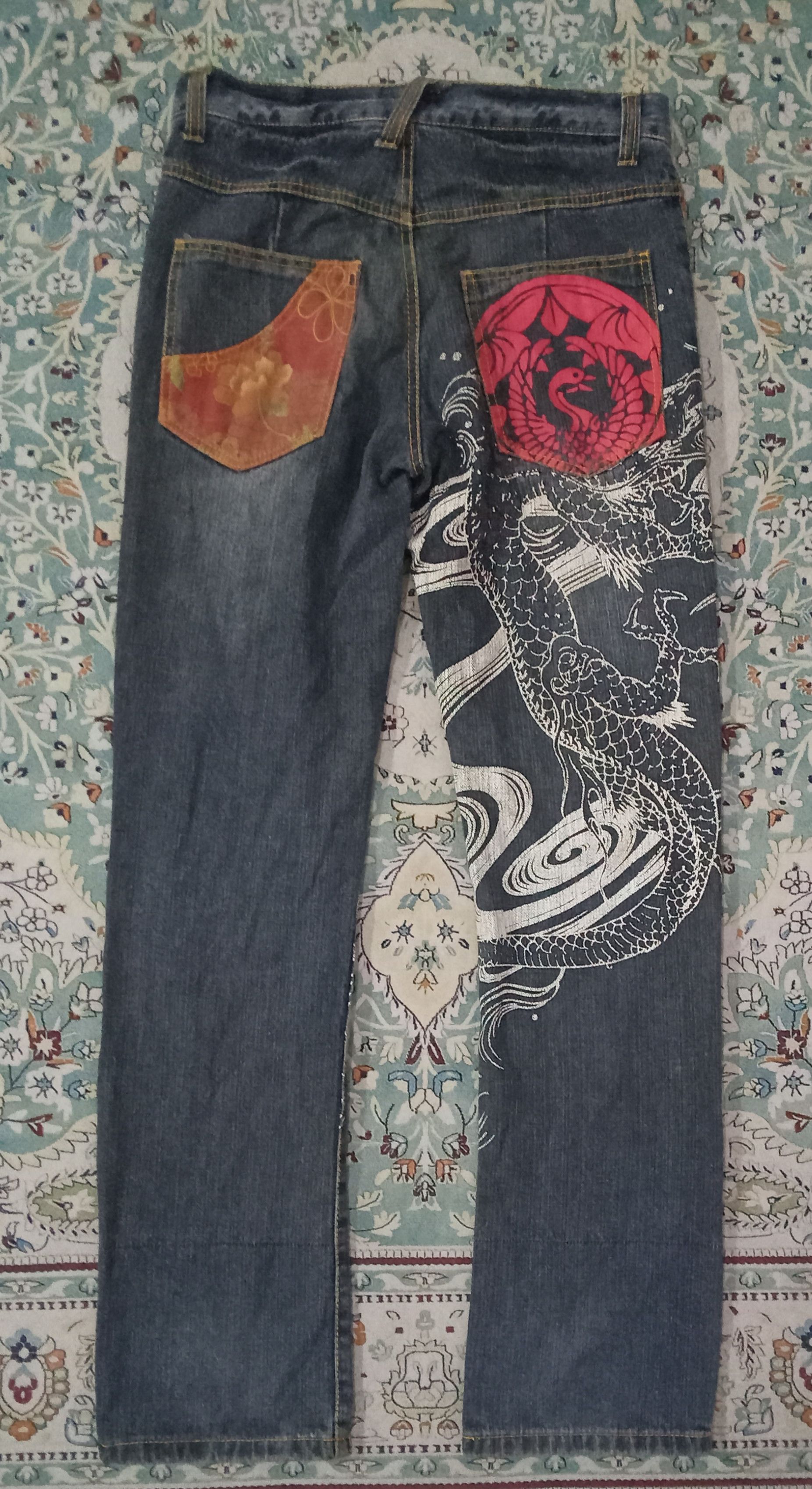 Japanese Brand B-S Dragon Motive Jeans Size US 33 - 2 Thumbnail