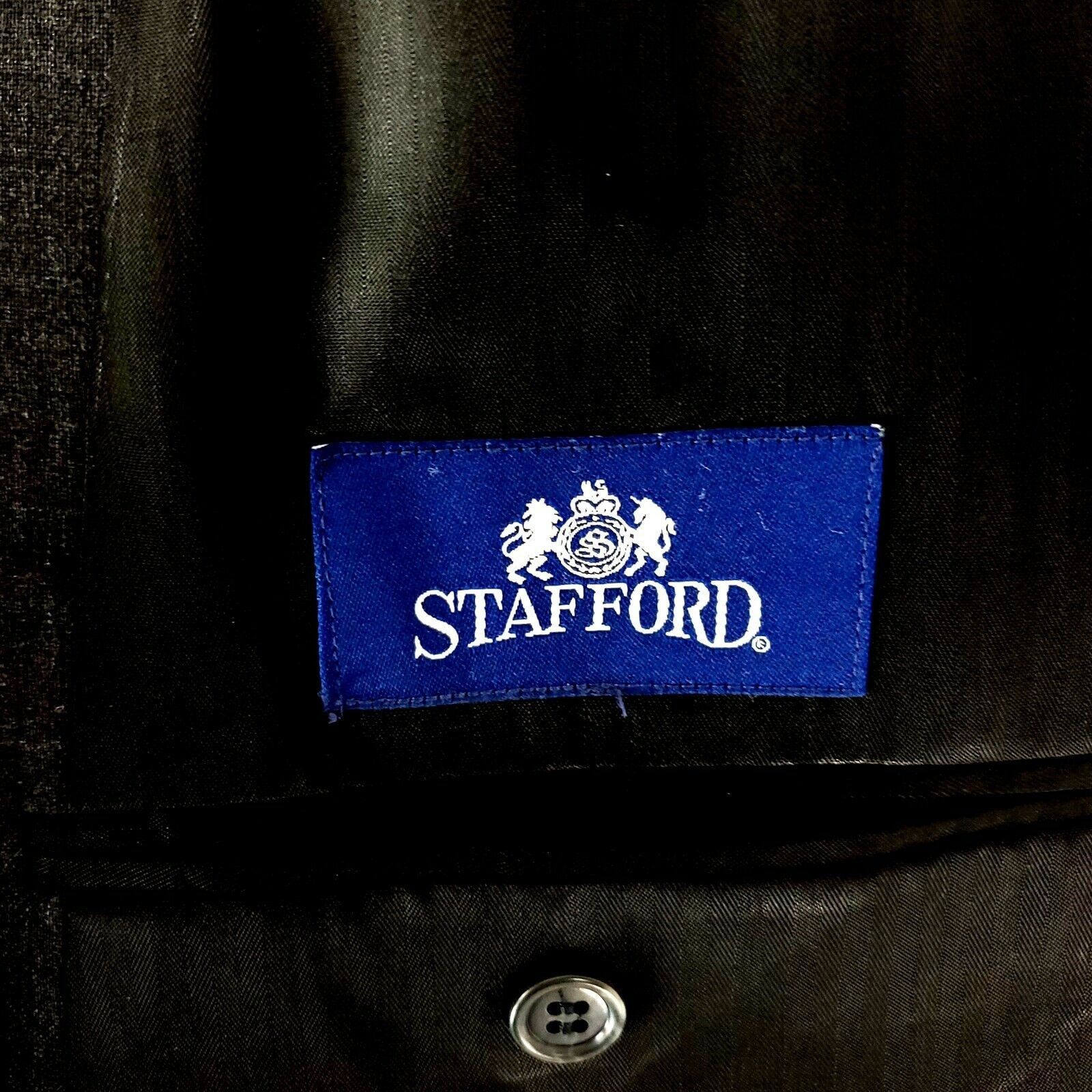 Stafford Stafford Wool 2 Button Portly Sport Coat 44L Gray Long Size 44L - 9 Thumbnail