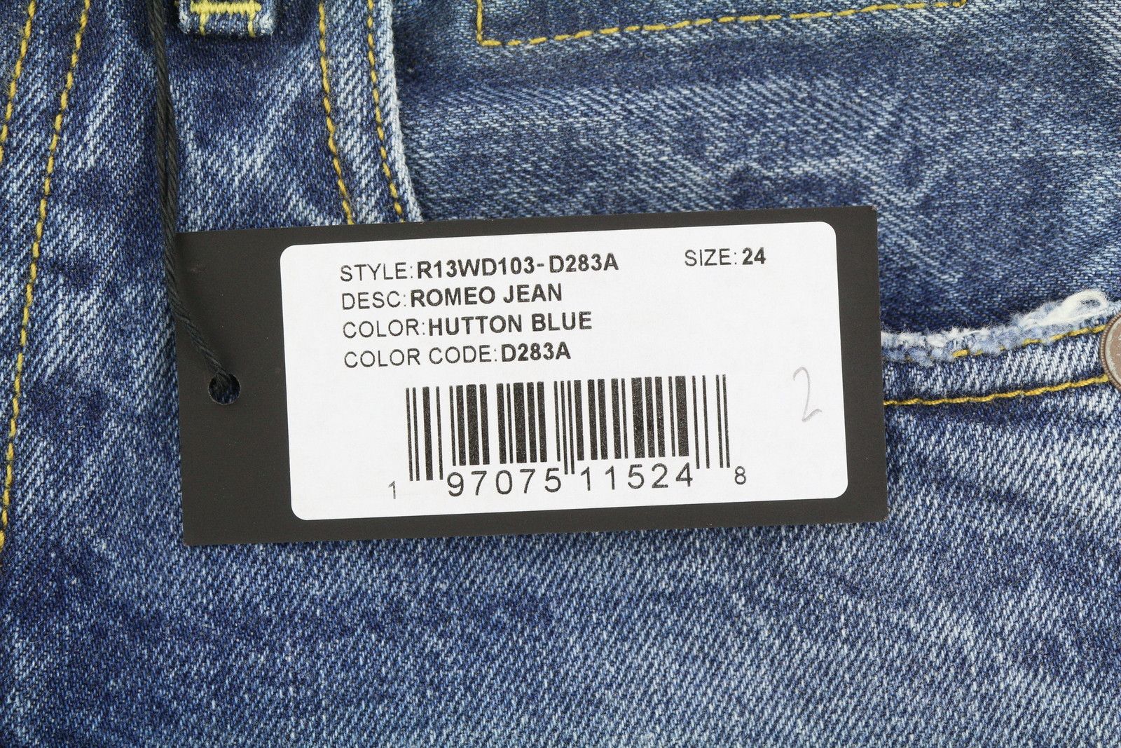 R13 ROMEO 24 Hutton Blue Faded Zip Fly Jeans 87171 Size 24" / US 00 / IT 34 - 8 Thumbnail