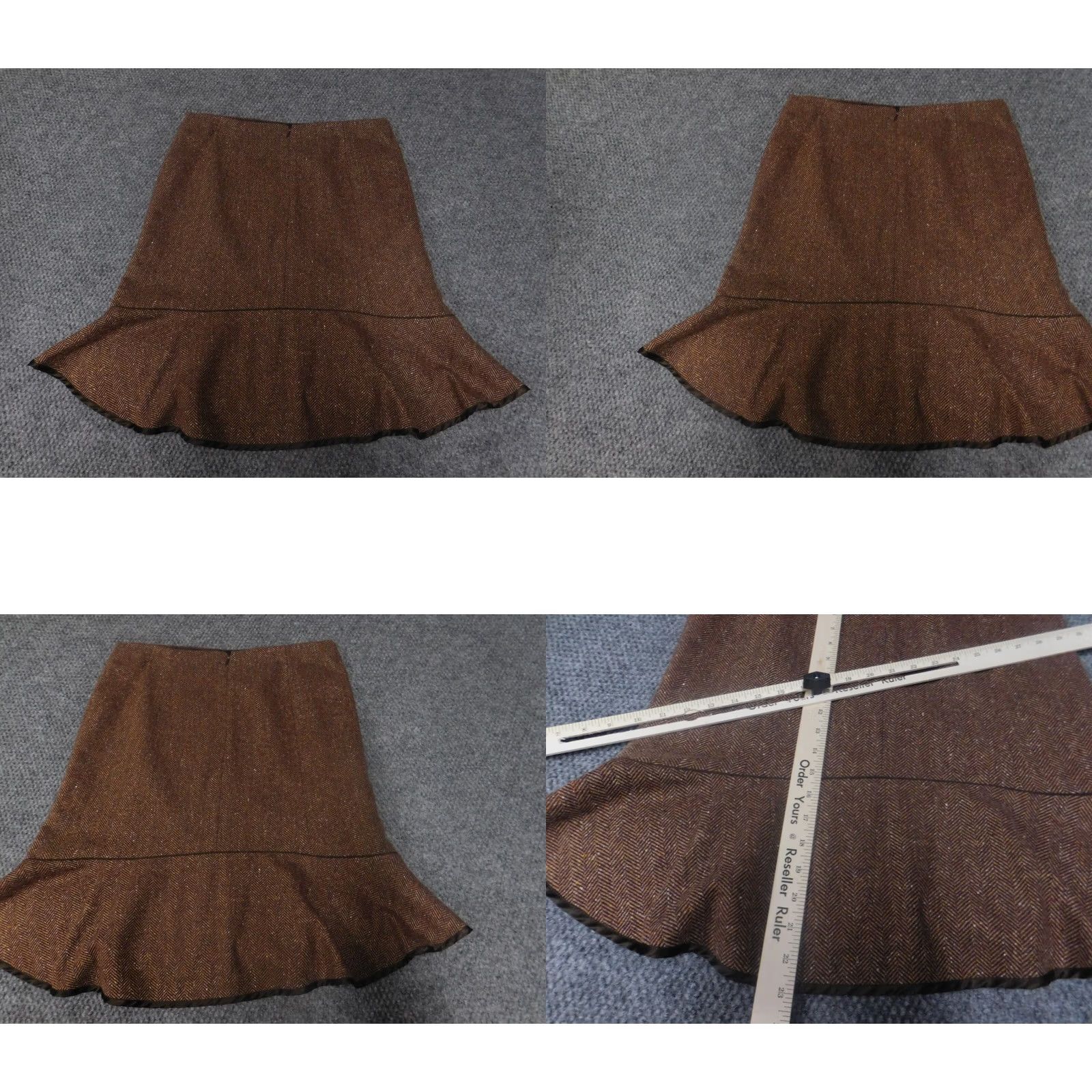 Gap Gap Womens Skirt A-Line Knee Length 6 Brown Polyester Knit Ruffle Zip Casual All Seasons Vertical M Shoes?? Size 28" / US 6 / IT 42 - 8 Thumbnail