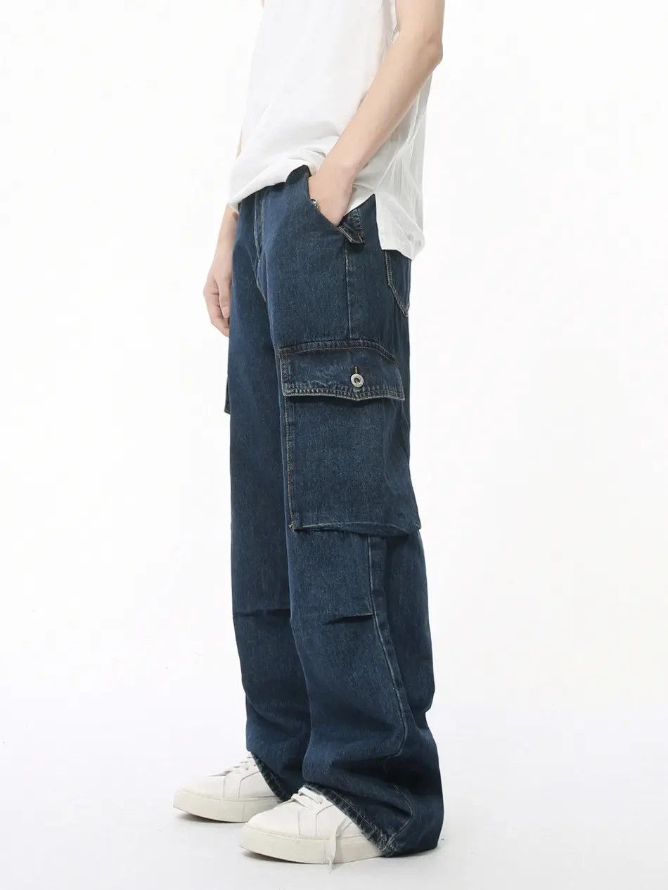 Japanese Brand Retro loose straight leg high street pocket jeans Size US 32 / EU 48 - 3 Thumbnail
