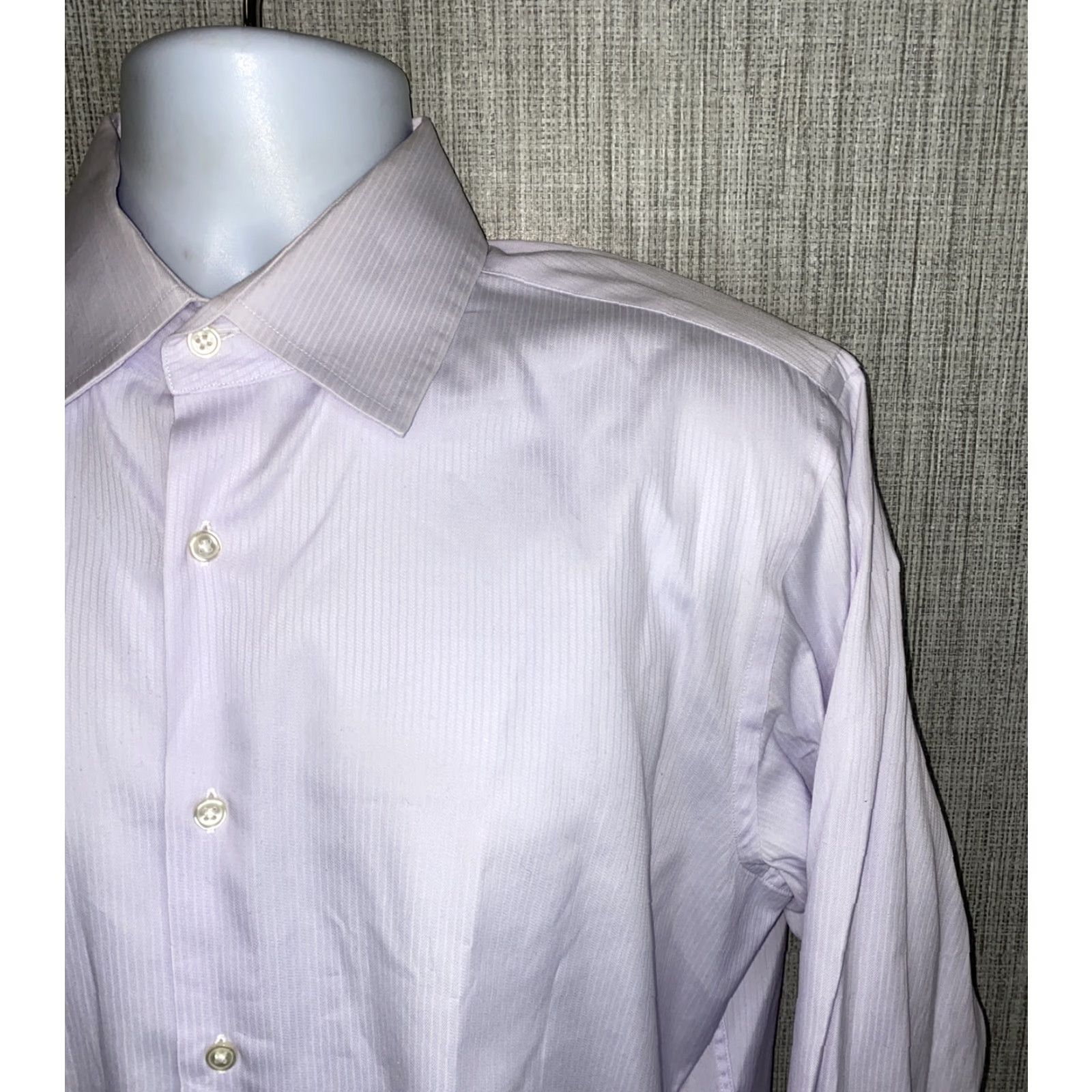 Hugo Boss Hugo Boss Men's Dress Shirt Long Sleeve Purple 16.5 Regular Fit Collared Cotton Size 42R - 2 Thumbnail