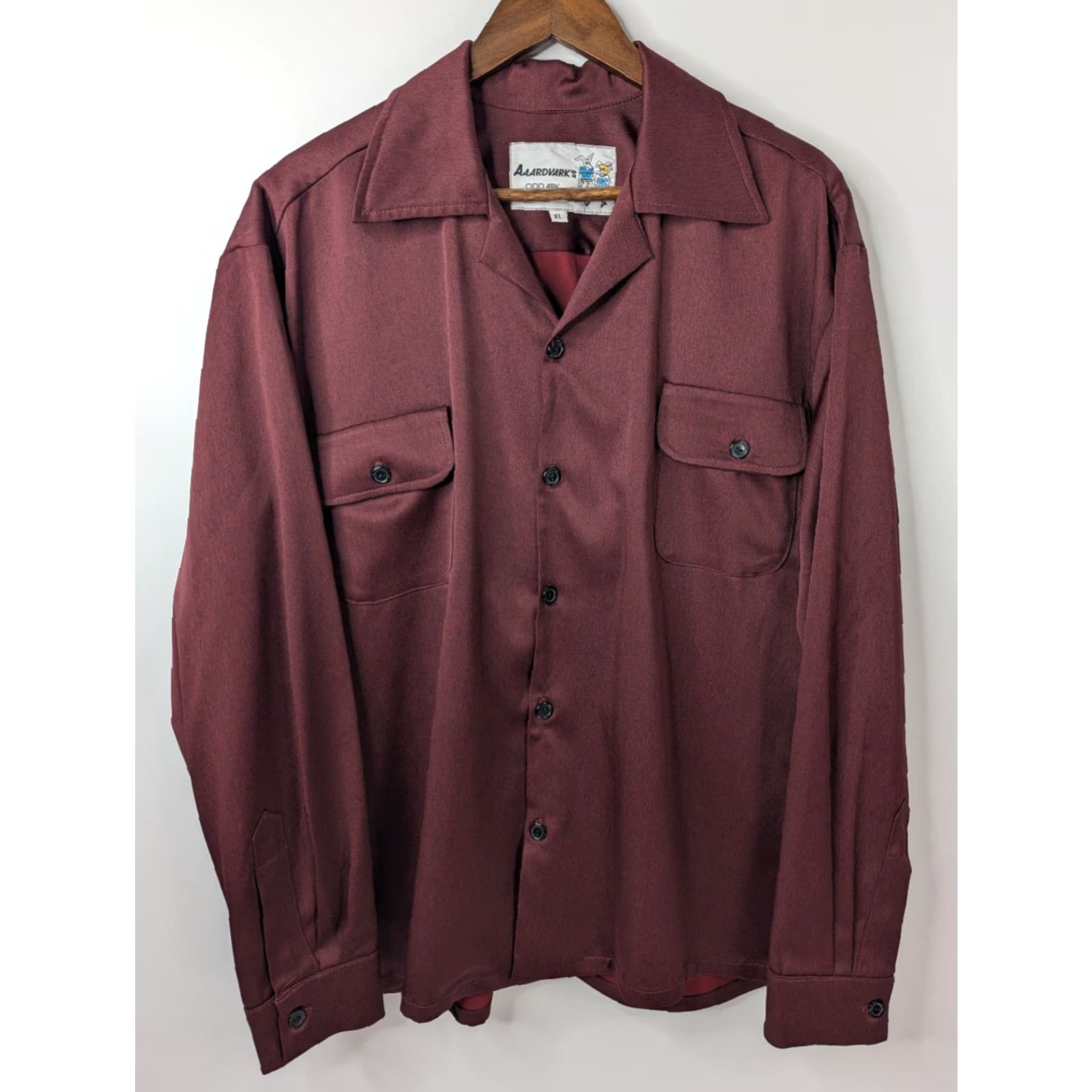 Vintage VINTAGE Aaardvarks Button-Front Shirt XL Burgundy Men’s Pajama Top Long Sleeve 1970s Size US XL / EU 56 / 4 - 2 Thumbnail