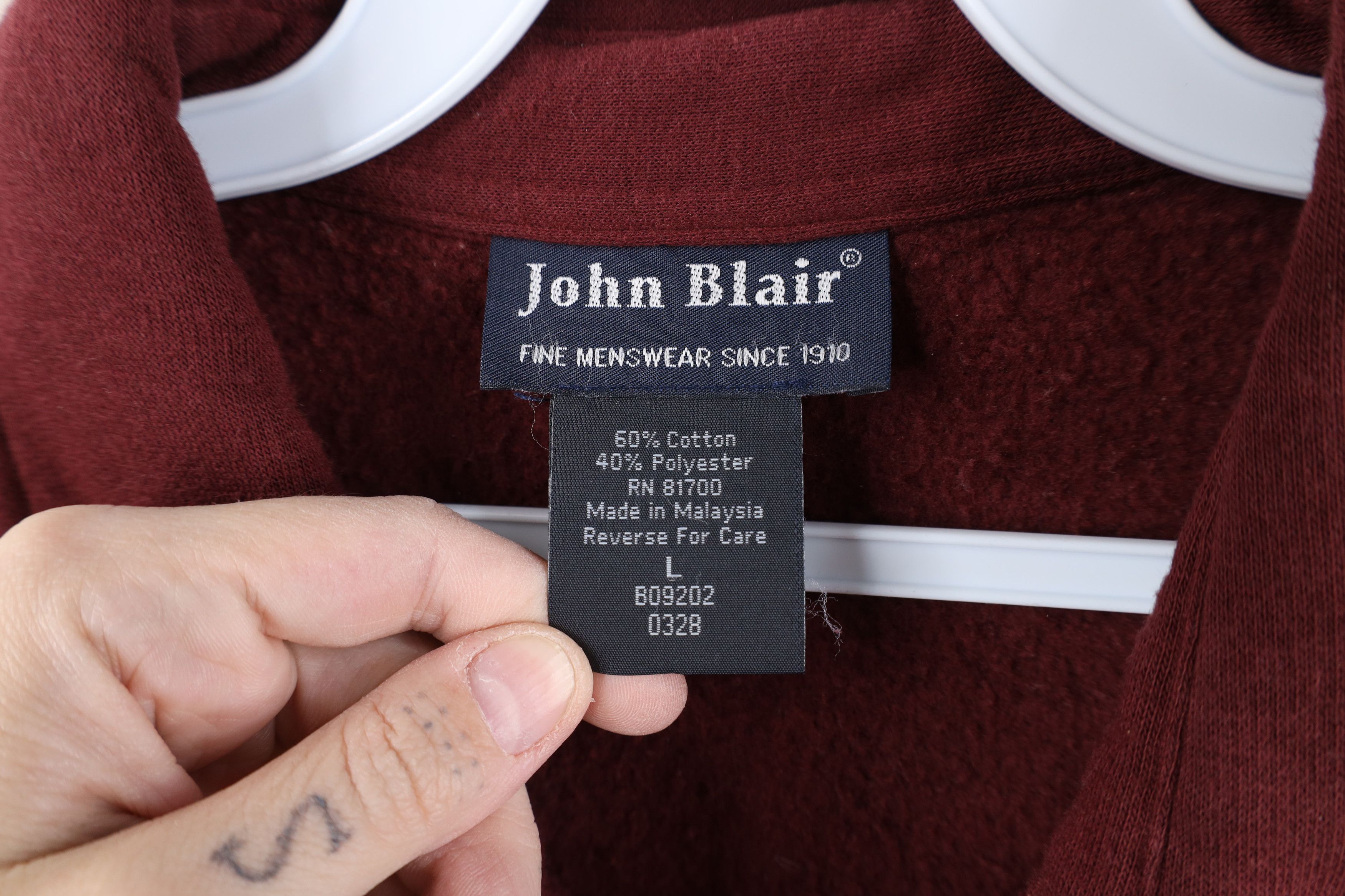 Vintage Vintage 90s Streetwear Pullover Collared Sweatshirt Burgundy Size US L / EU 52-54 / 3 - 8 Thumbnail