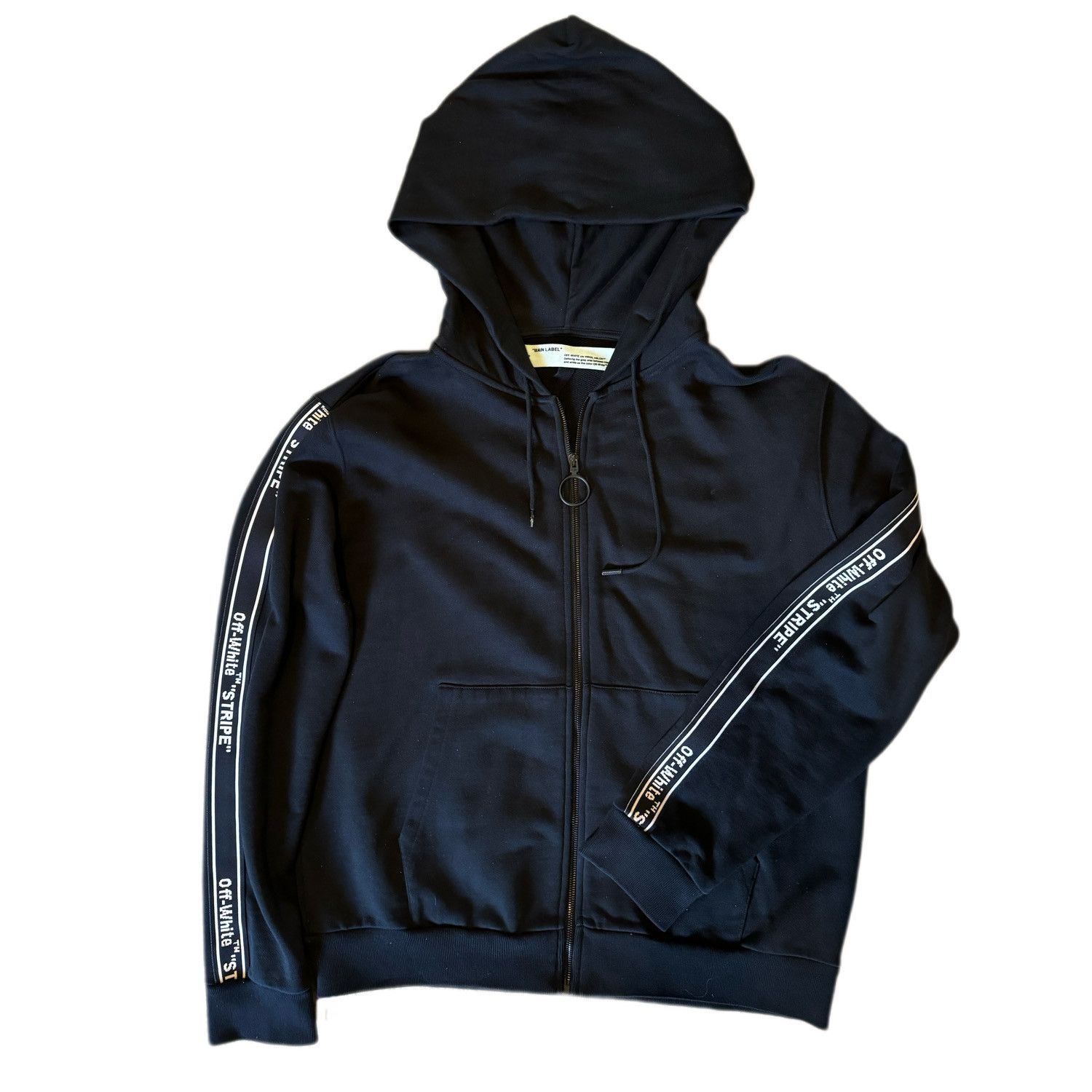 image of Off White Zip Up Hoodie in Black, Men's (Size XL)
