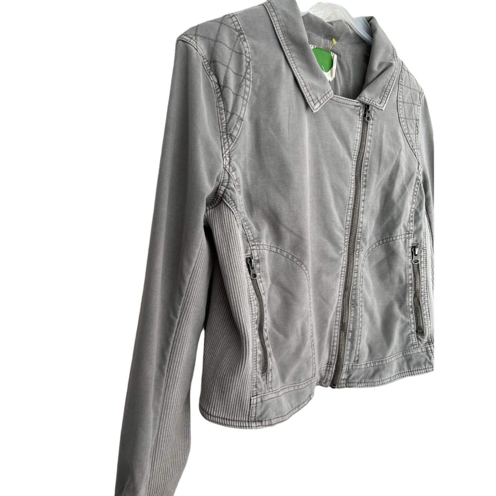 Anthropologie Anthropologie Moto Jacket Biker Full Zip Moto Gray LIKE NEW Size L / US 10 / IT 46 - 4 Thumbnail