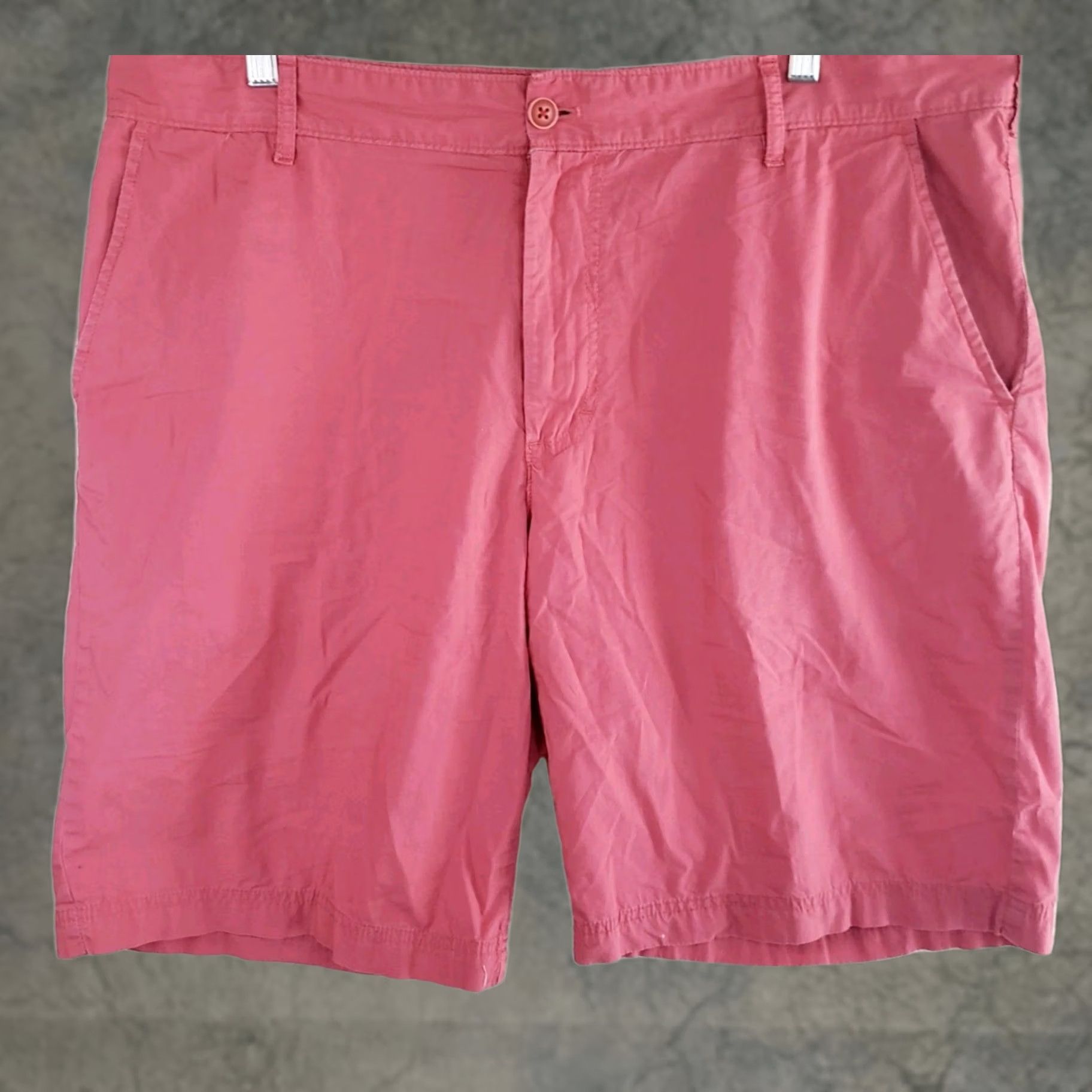 Izod VINTAGE? No — IZOD Saltwater Shorts Coral Pink Flat Front Men 40 Chino Medium Stretch Pocket Cotton Casual Summer" Size US 40 / EU 56 - 1 Thumbnail