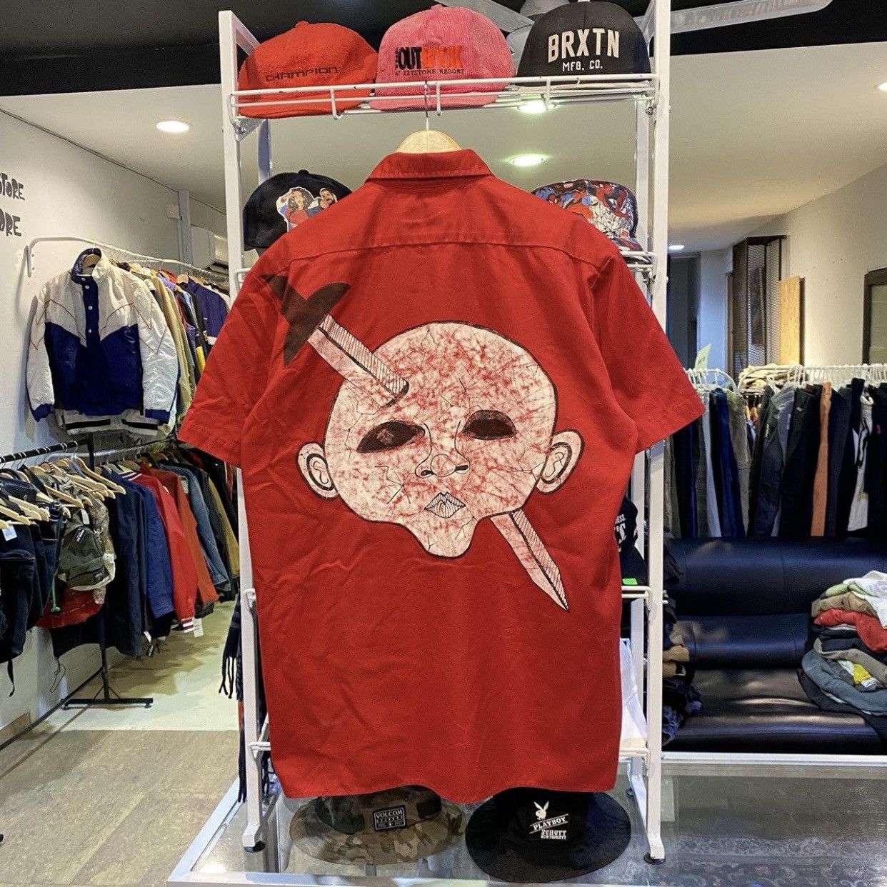Dickies Vintage Dickies Red Custom Made Hardcore Design Shirt Pocket Size US L / EU 52-54 / 3 - 2 Thumbnail