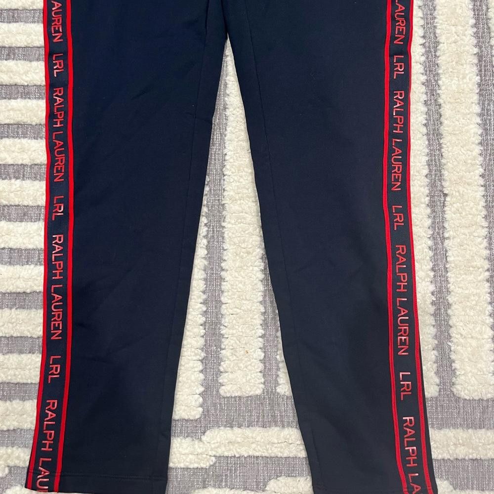Lauren Ralph Lauren LRL Ralph Lauren Navy Silicone Red Logo Striped LEGGINGS Size 36" / US 14 / IT 50 - 4 Thumbnail