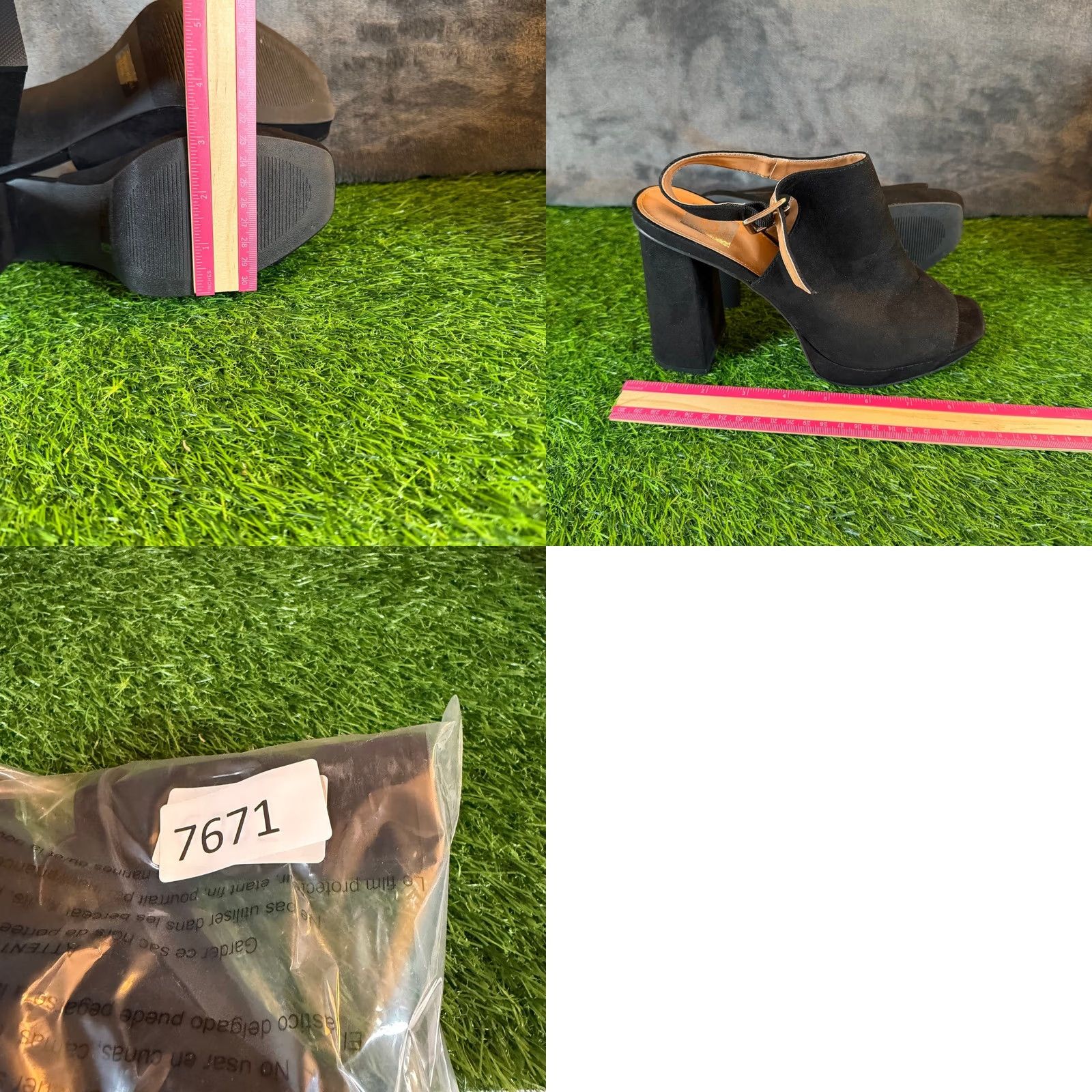 Vintage DV by Dolce Vita Powder Black Faux Suede Platform Slingback Sandals Womens 7.5 Block Heel 4.5" Buckle Wide Strap Women Party/Cocktail Shoes Size US 8 / IT 38 - 9 Thumbnail