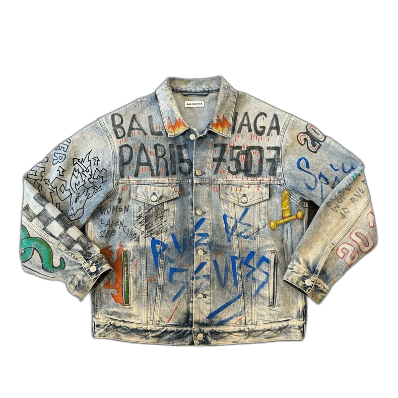 Balenciaga Oversized Graffiti Denim Jacket by Balenciaga Size S / US 4 / IT 40 - 1 Thumbnail