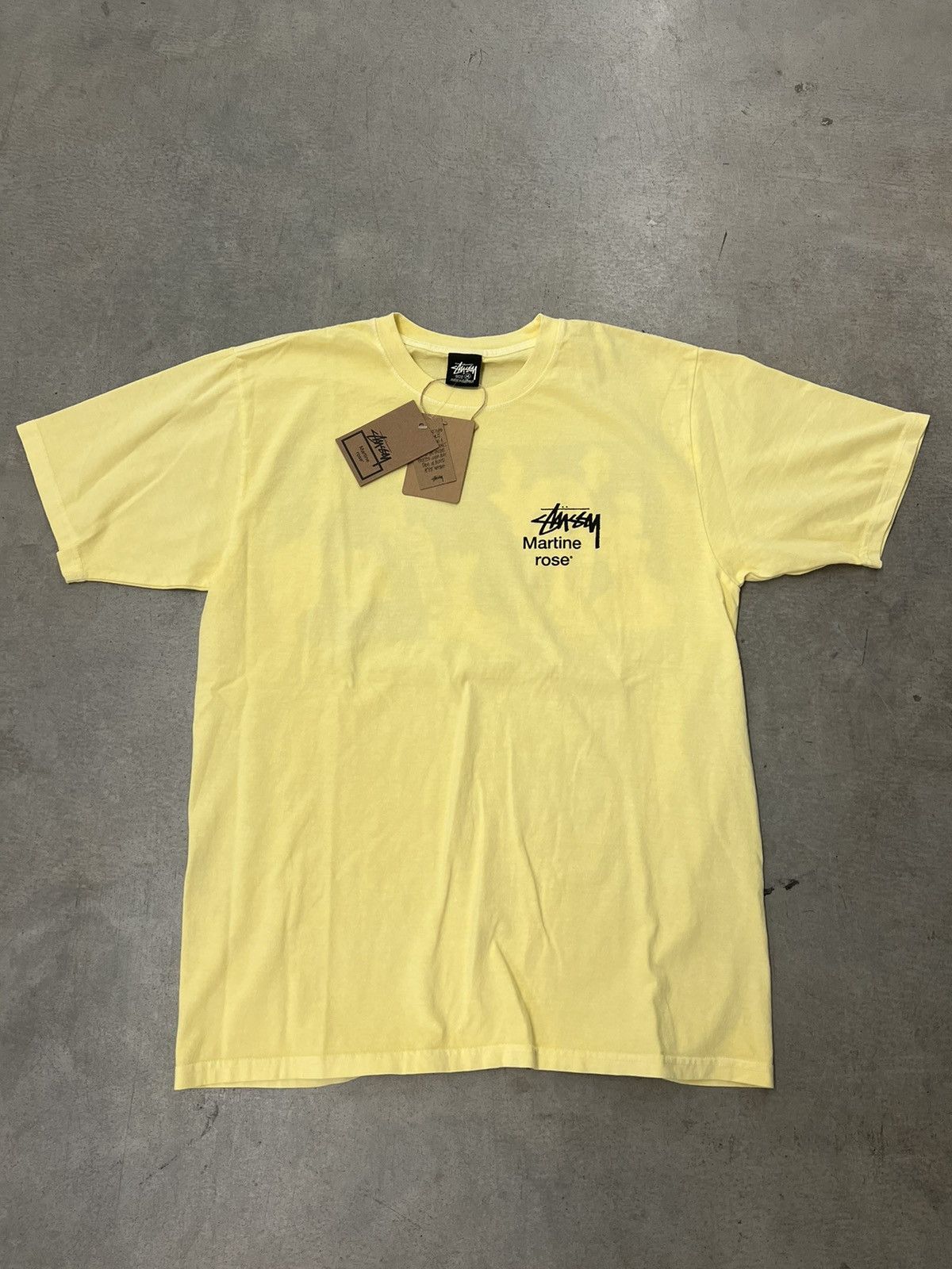 Stussy Stussy x Martine Rose Collage Pigment Dyed Tee Lemon | Grailed
