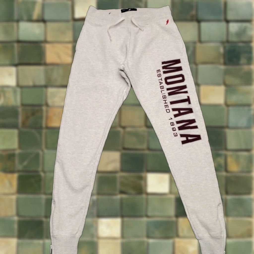 Vintage University of Montana Jogger Pants Mens Small Gray Draw String Elastic Waist Size US 29 - 1 Thumbnail