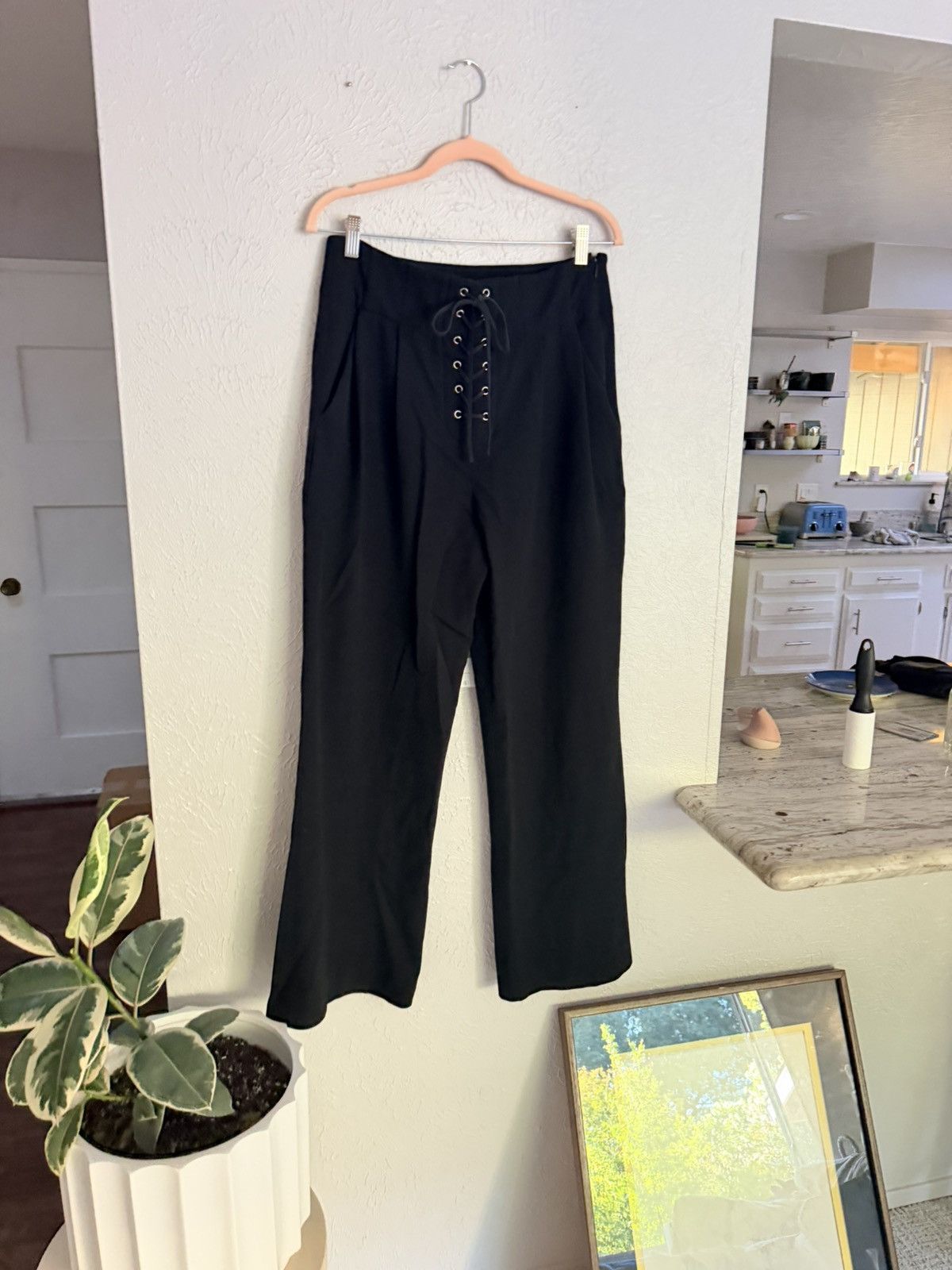 A.L.C. A.L.C. Estrada high waisted wide leg black trouser pants 10 Size 32" / US 10 / IT 46 - 13 Thumbnail
