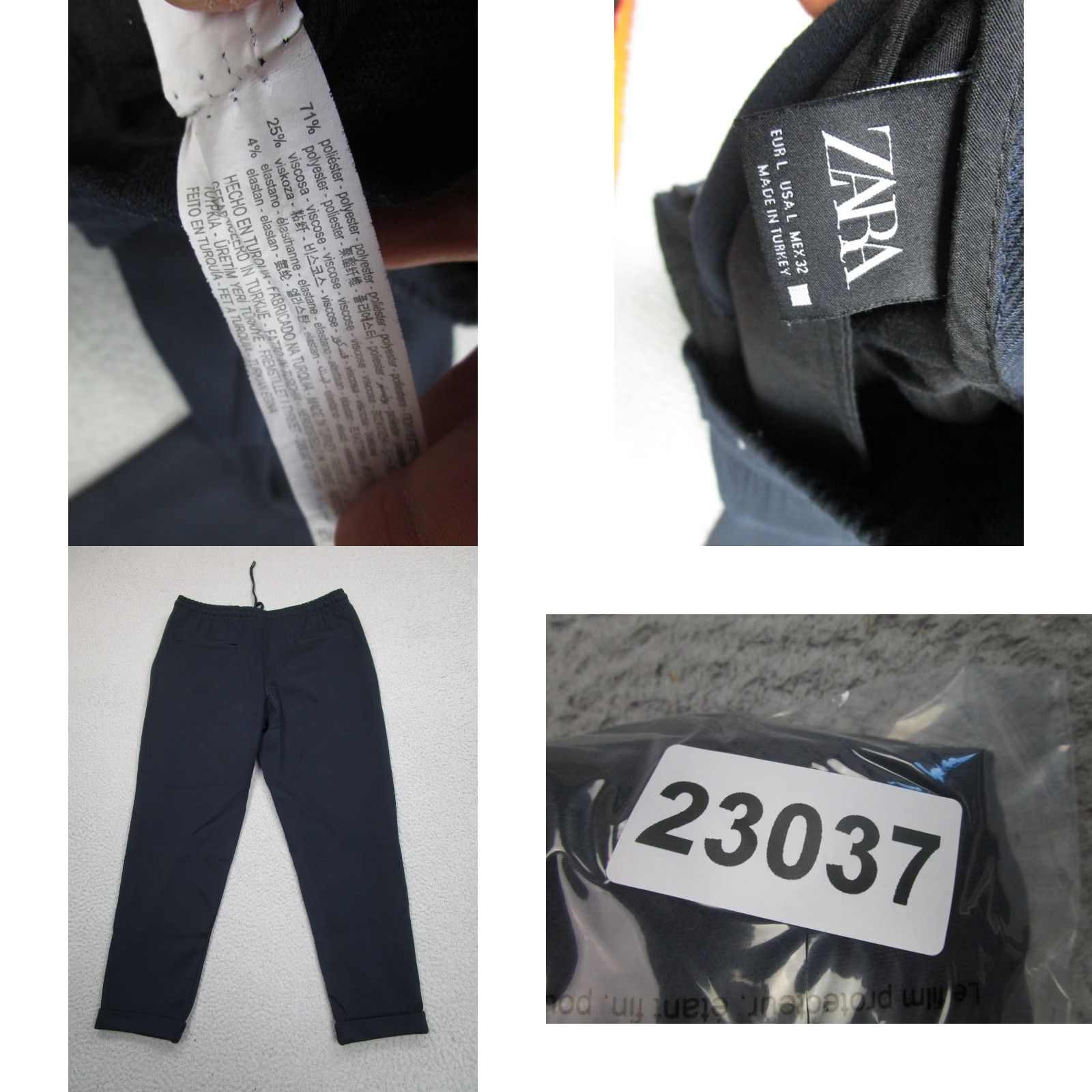 Zara Zara Pants Mens L Blue Ankle 32 Slim Tapered Regular PA Nts Drawstring Elastic Waist Pockets Size US 33 - 8 Thumbnail
