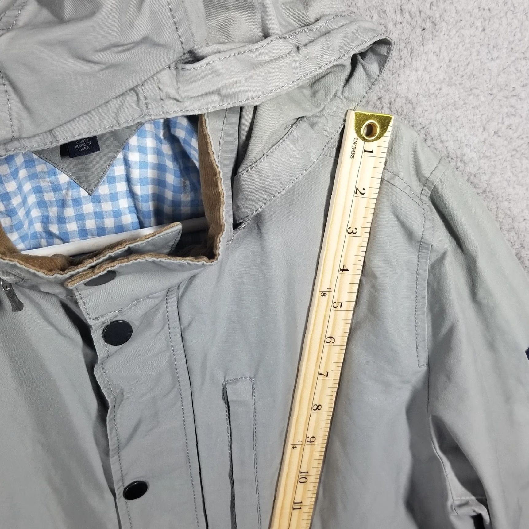 Tommy Hilfiger Tommy Hilfiger Jacket Mens Medium Gray Hooded Cotton Blend Parka Gingham Lined Size US M / EU 48-50 / 2 - 6 Thumbnail