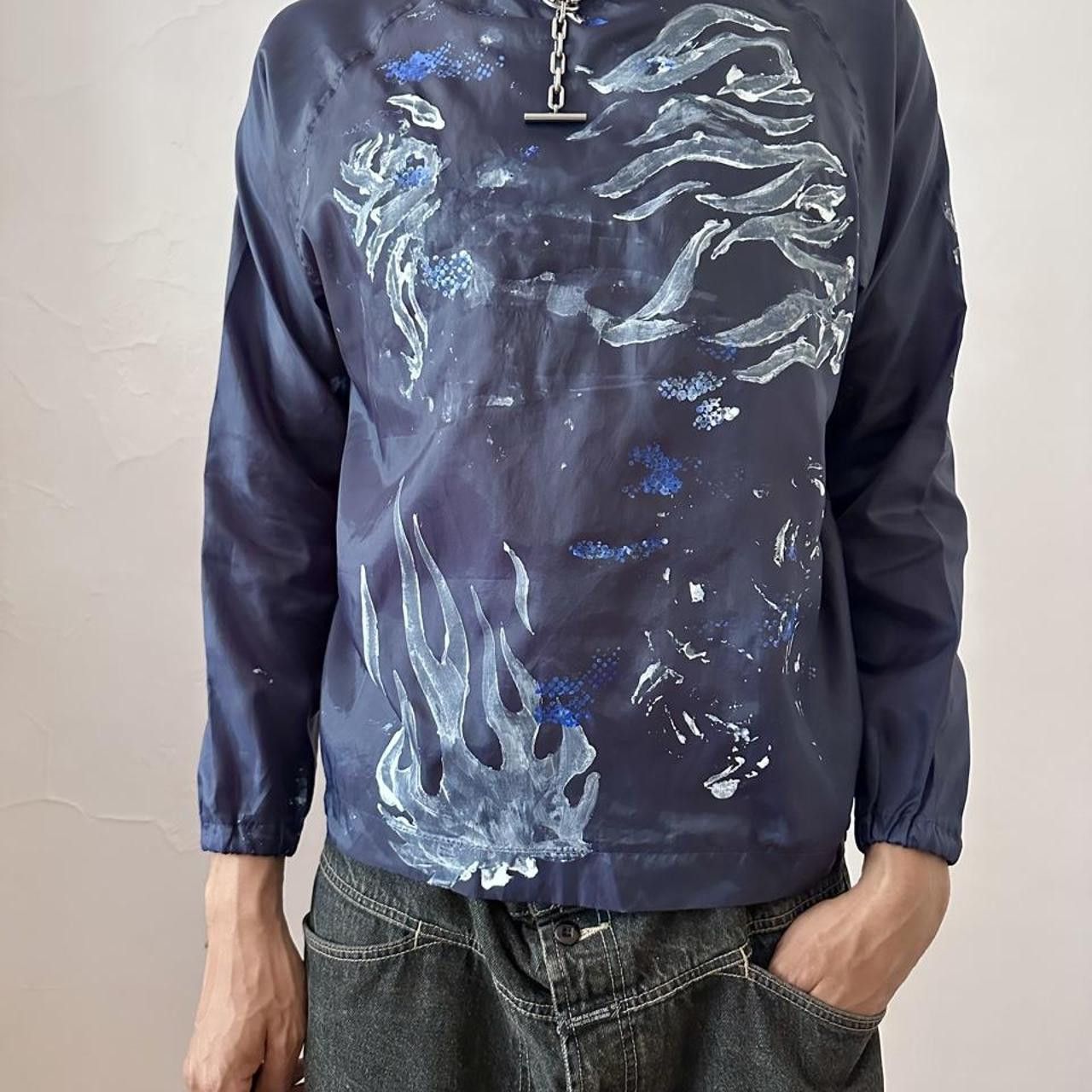Other ASTROBOI* 'Mathias' Navy Nylon Painted Pullover Shirt - Med Size US M / EU 48-50 / 2 - 2 Thumbnail
