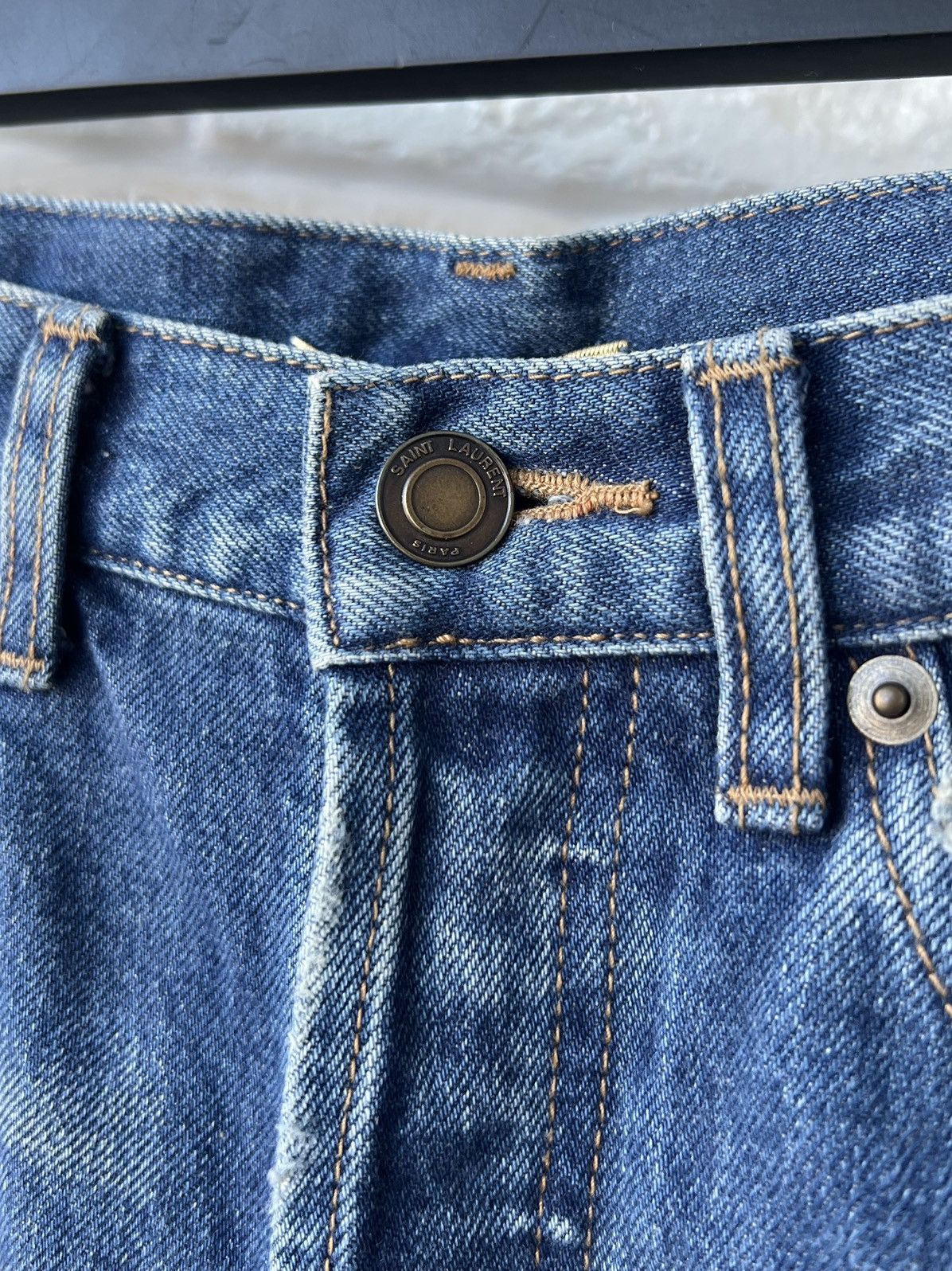 Saint Laurent Paris Saint Laurent Paris Denim Blue Logo Shorts Size 25" / US 0 / IT 36 - 4 Thumbnail
