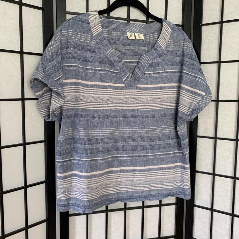 Anthropologie Anthropologie Artisan NY Striped Linen Top Shirt Blue Small Size S / US 4 / IT 40 - 1 Thumbnail