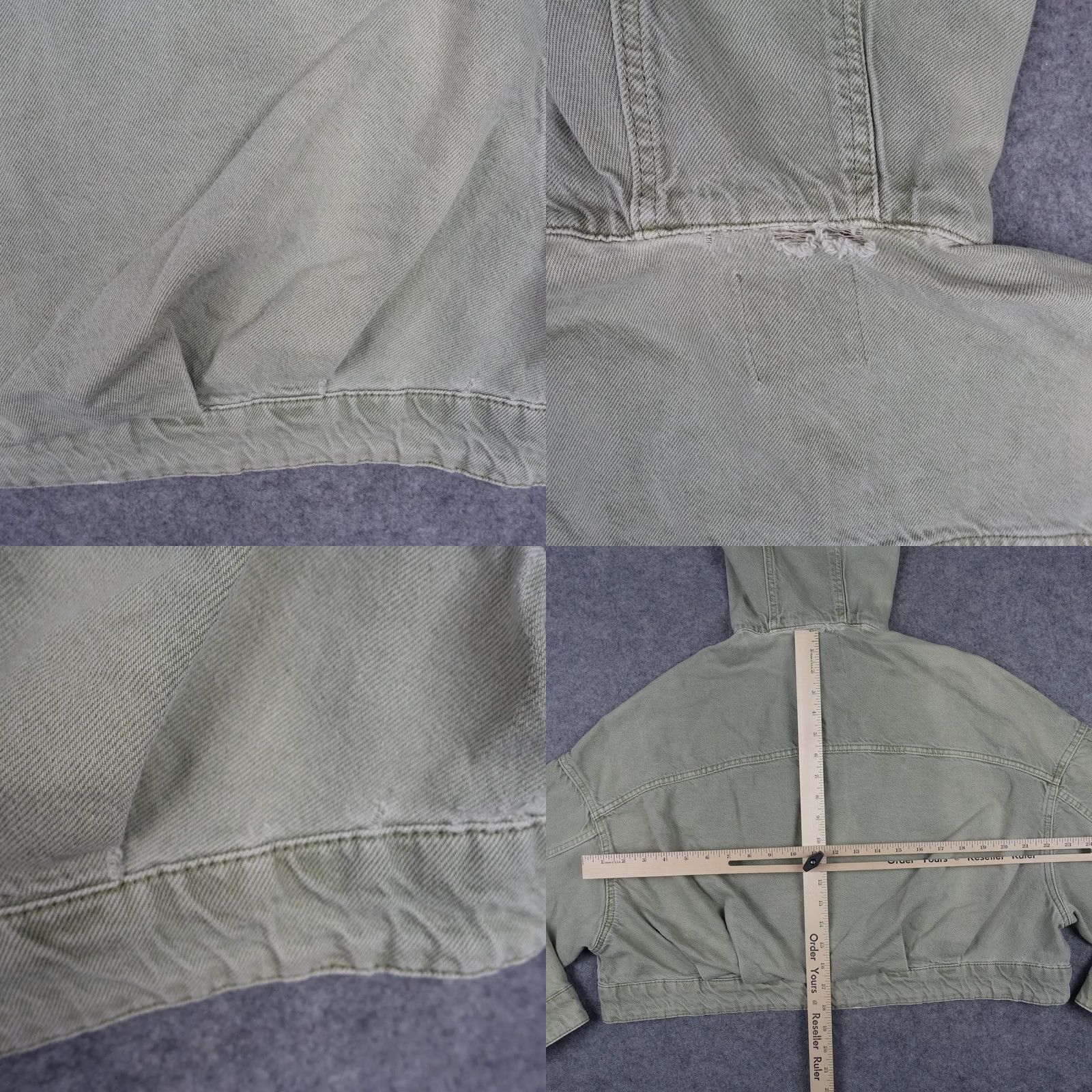 Zara VINTAGE Zara Jacket Womens Small Green Hooded Cropped Twill Snap Front Utility Pockets Size S / US 4 / IT 40 - 8 Thumbnail
