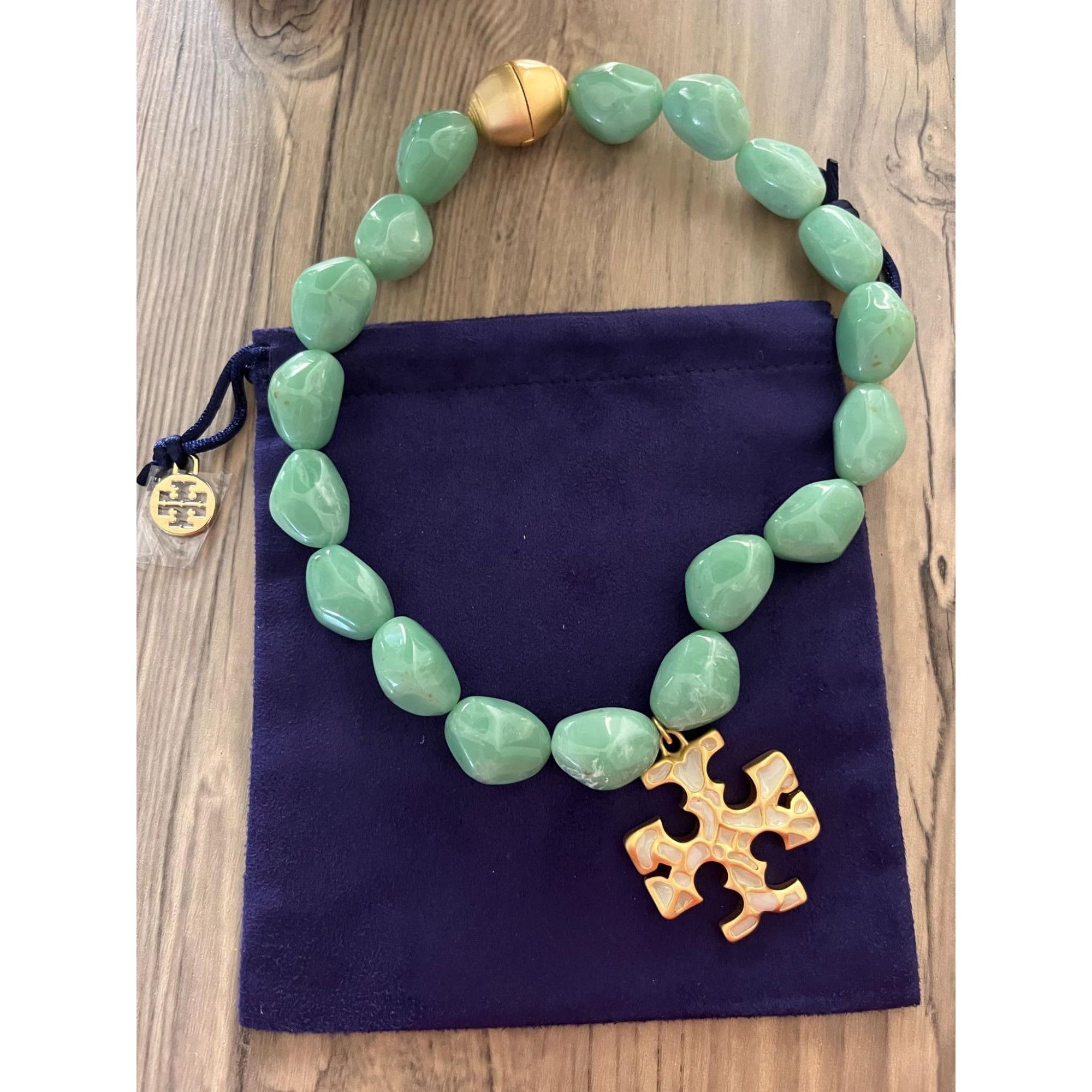 Tory Burch Tory Burch Green Jadeite Statement Beaded Necklace Choker Go Size ONE SIZE - 2 Thumbnail