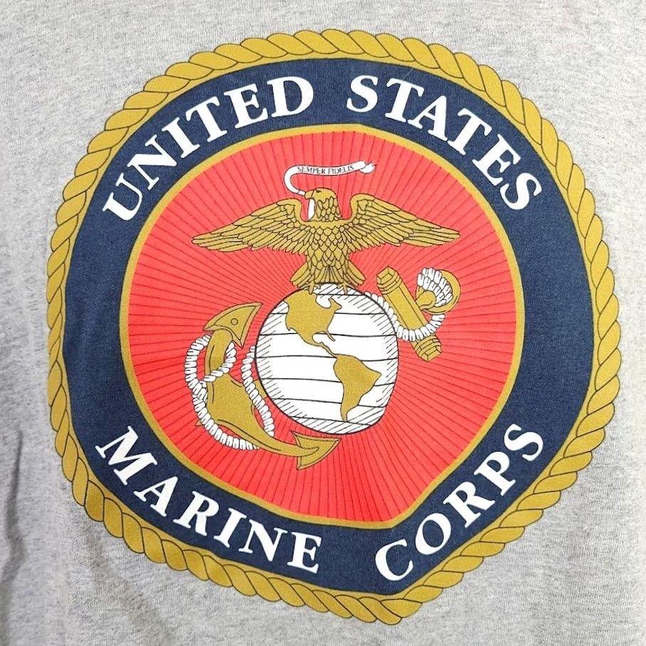Vintage VINTAGE Marines T Shirt Mens Large Navy Bayside USMC Made In USA Gray Cotton Blend Graphic Tee Short Sleeve Crew Neck Size US L / EU 52-54 / 3 - 3 Thumbnail