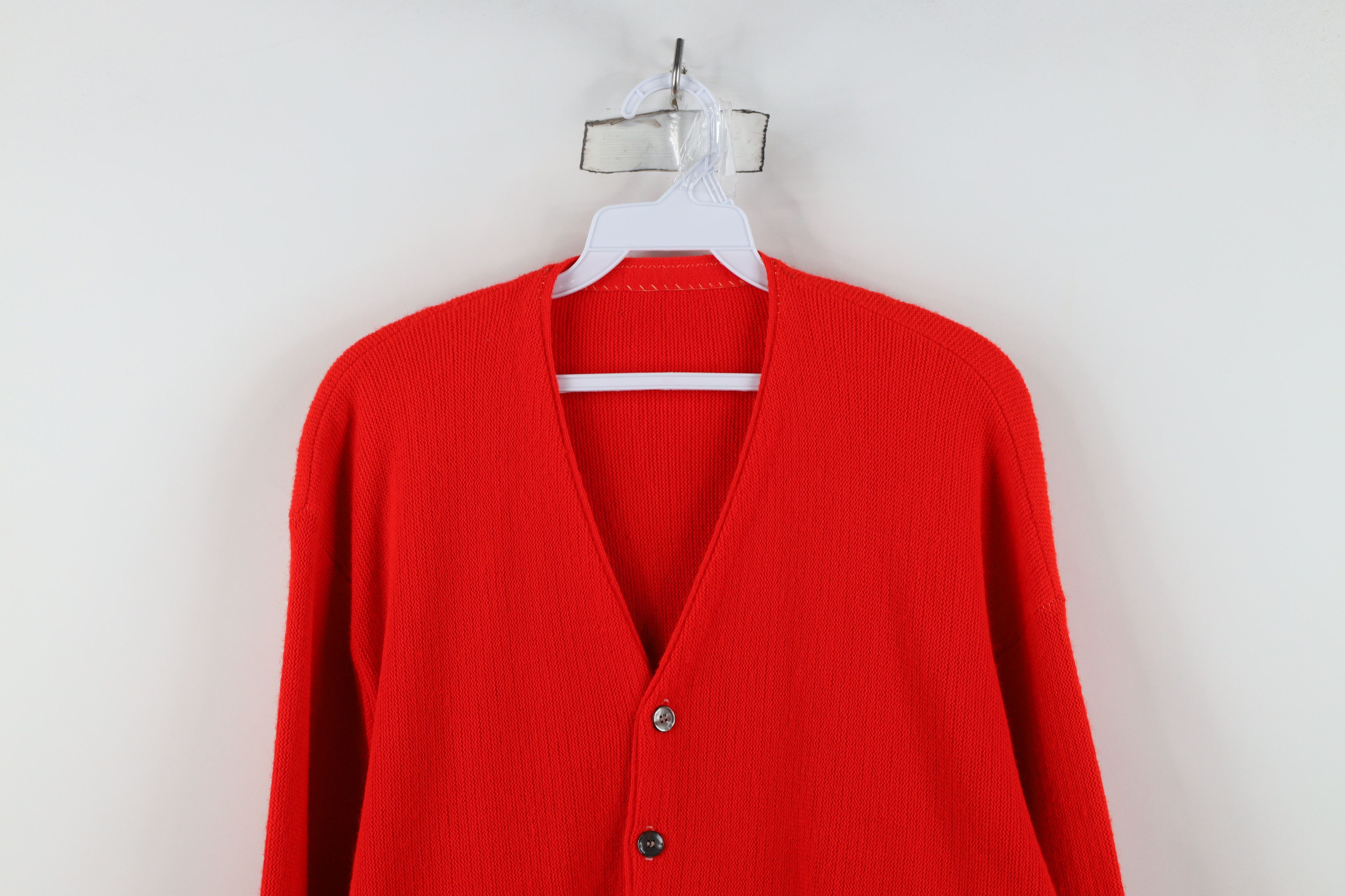 Vintage Vintage 50s 60s Streetwear Knit Cardigan Sweater Red USA Size US L / EU 52-54 / 3 - 2 Thumbnail