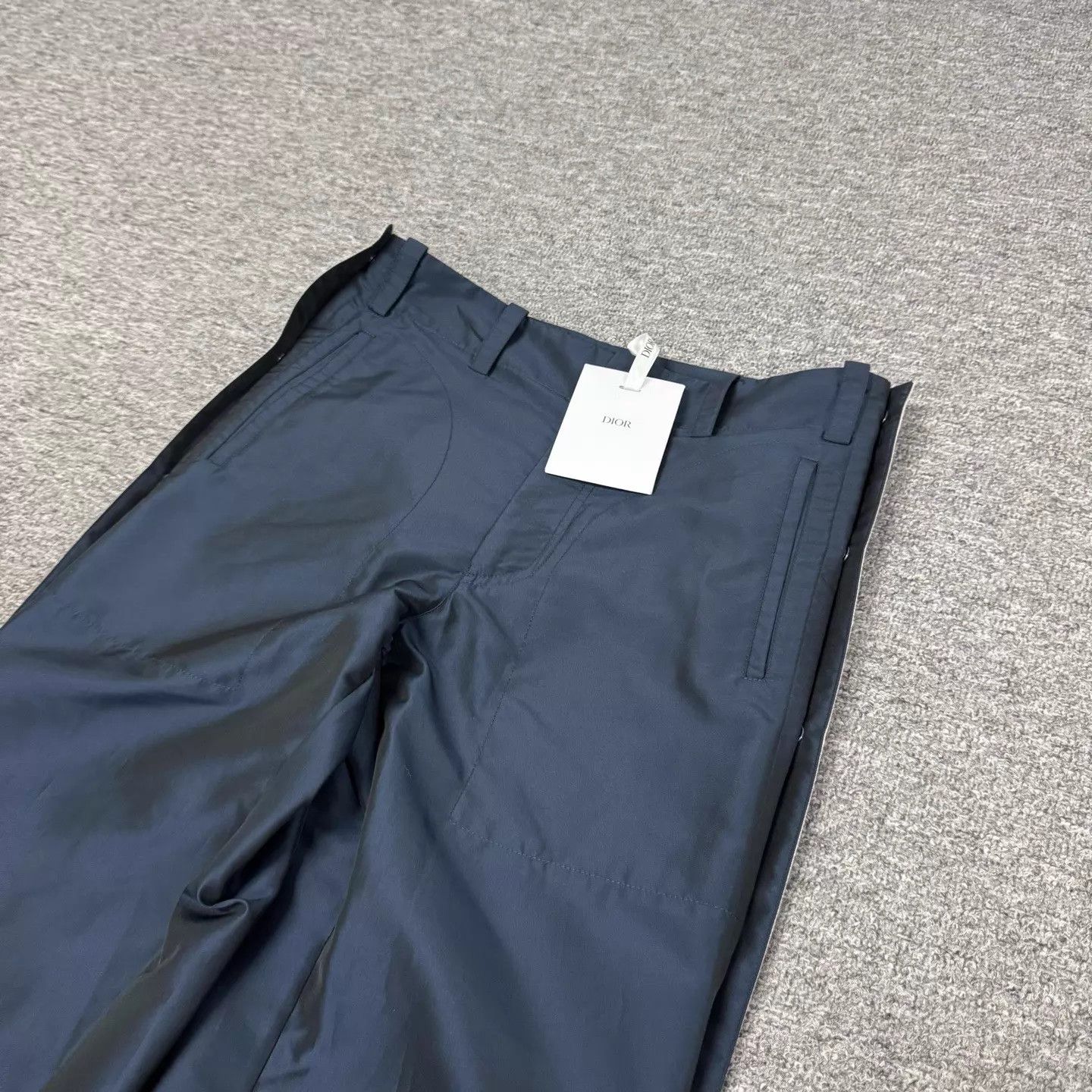 Dior Dior Navy Blue RW Webbing Logo Button Wide Pants Size 26" / US 2 / IT 38 - 3 Thumbnail