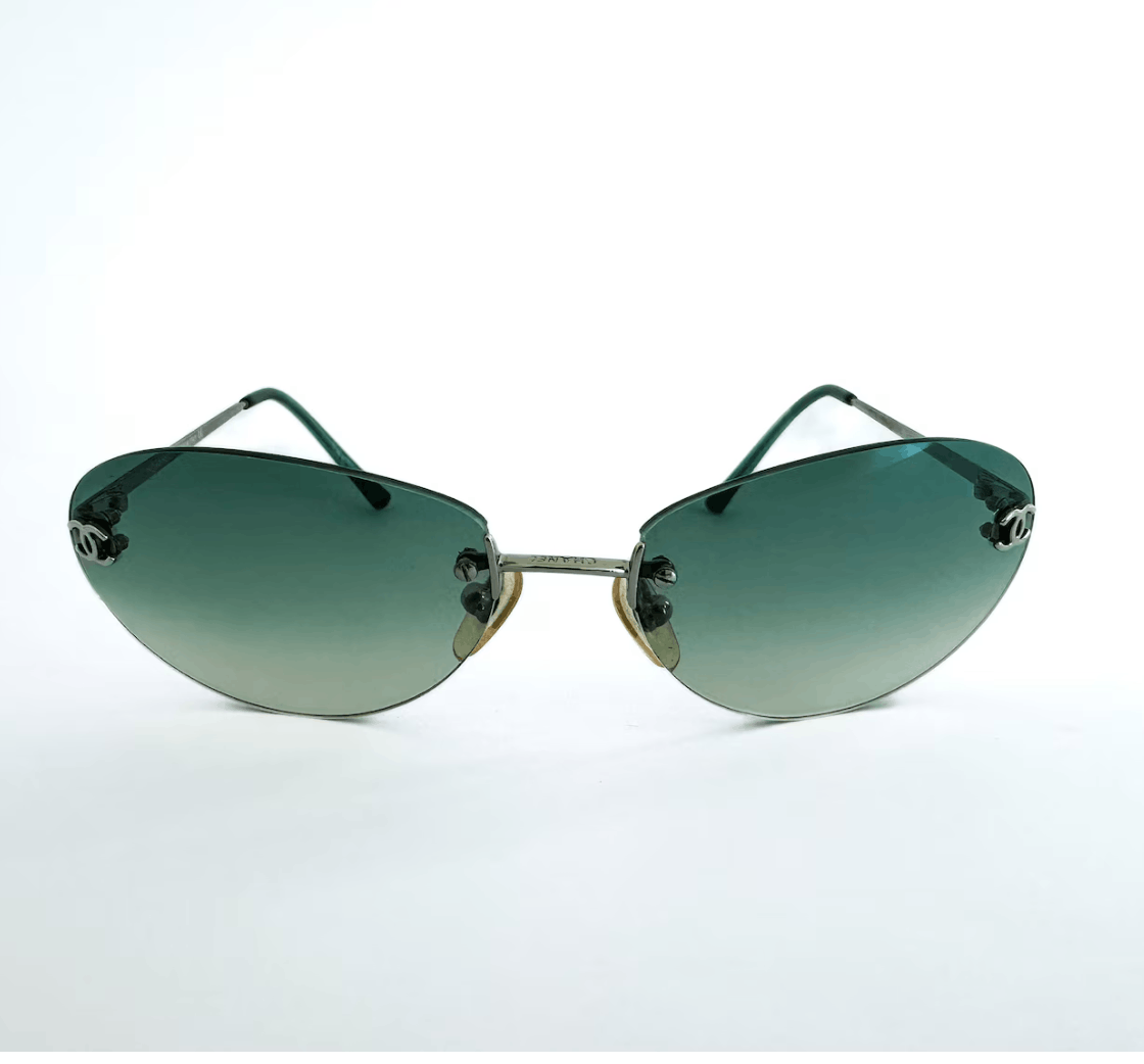 Chanel × Vintage Chanel Sunglasses 4013 Rhinestone Logo Rimless 4017 Vintage Size ONE SIZE - 2 Thumbnail