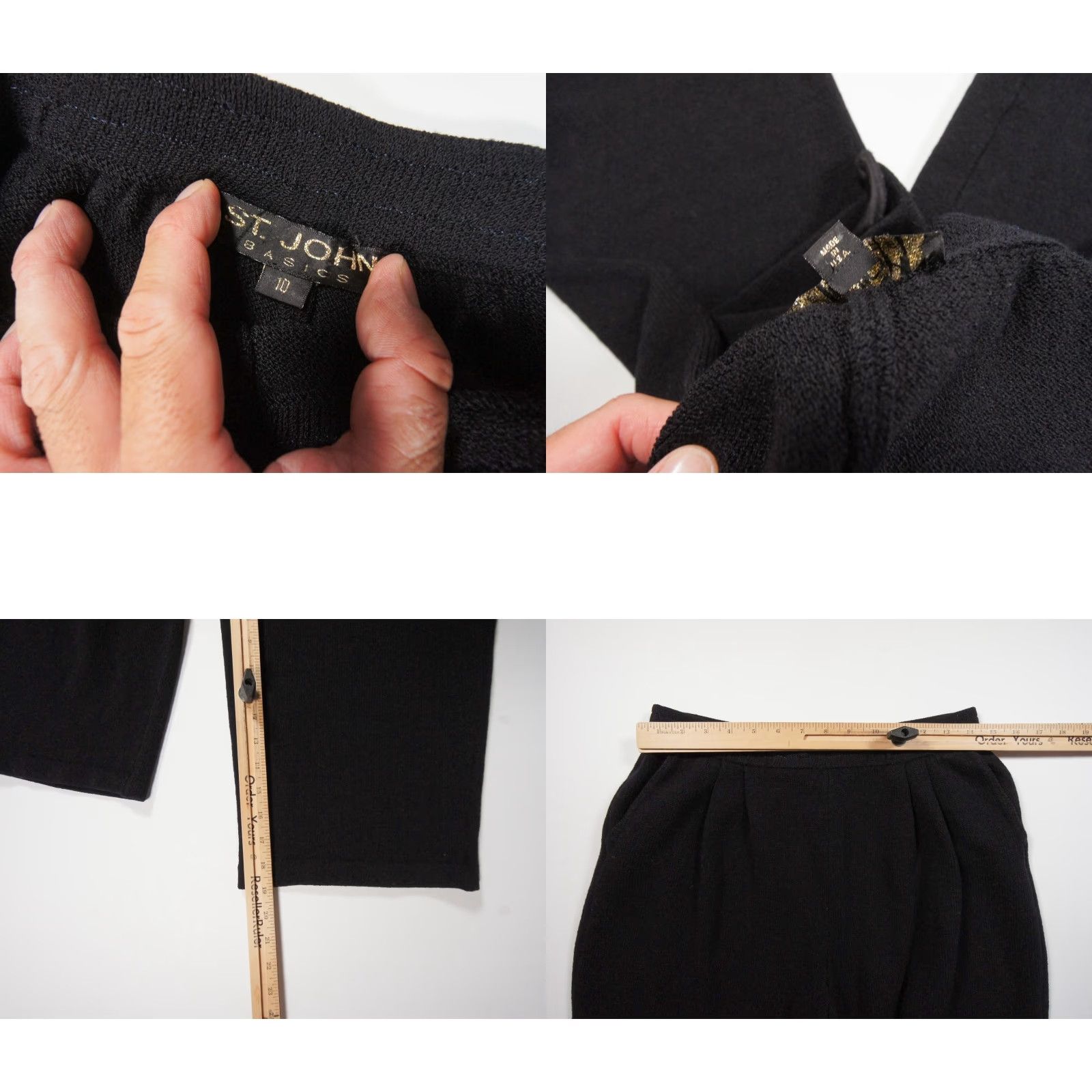 St. John Vintage St. John Women's Pants Size 10 Black Cropped Knit Pleated Wide Leg Elastic Waist Size 32" / US 10 / IT 46 - 8 Thumbnail