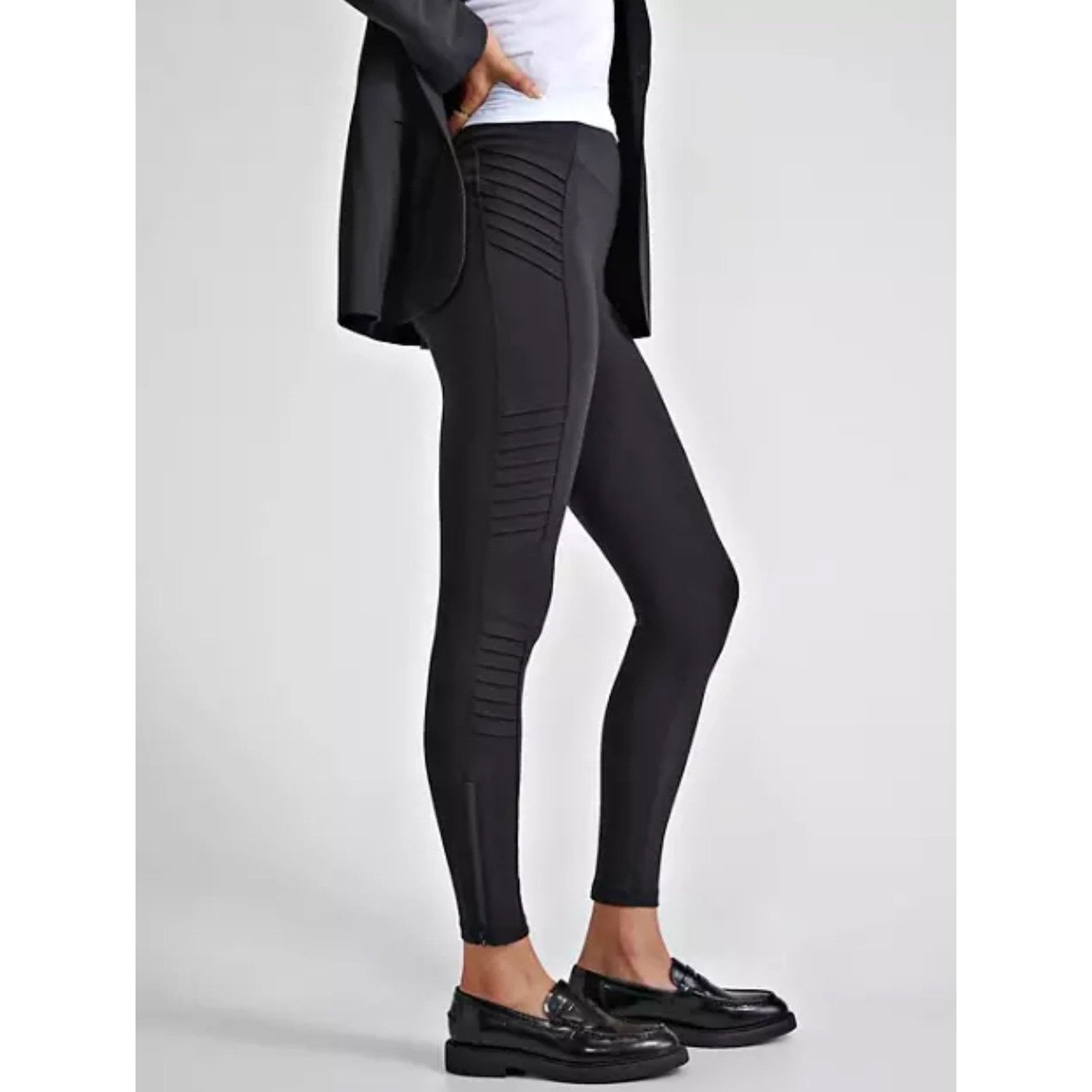 Athleta Athleta Delancey Moto Tight Leggings Women's Medium Black Zi Size 27" / US 4 / IT 40 - 2 Thumbnail