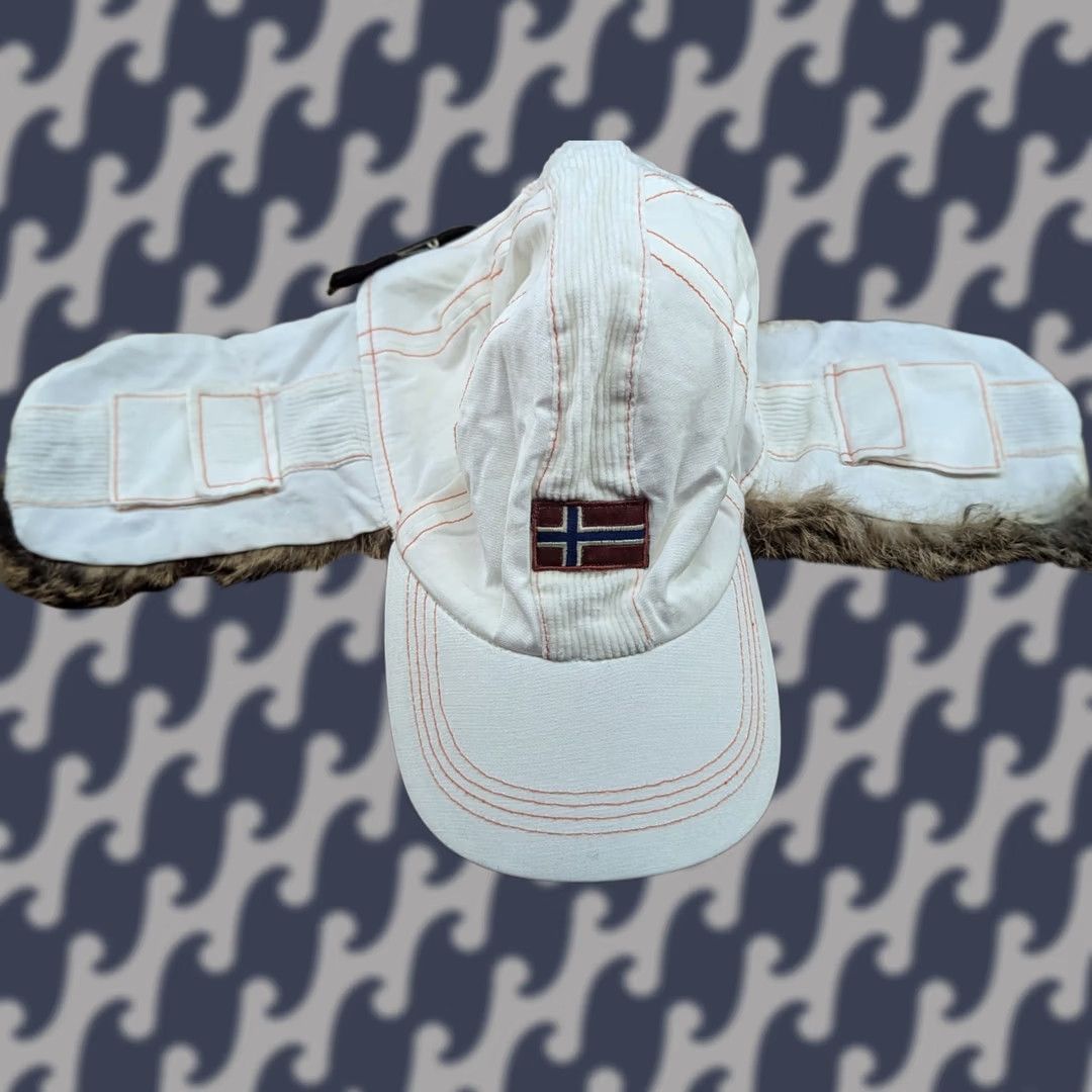 Vintage Rabbit Fur Cap White Norway Flag Chin Strap Unisex Lined Insulated One Size Casual Mens Size ONE SIZE - 1 Thumbnail