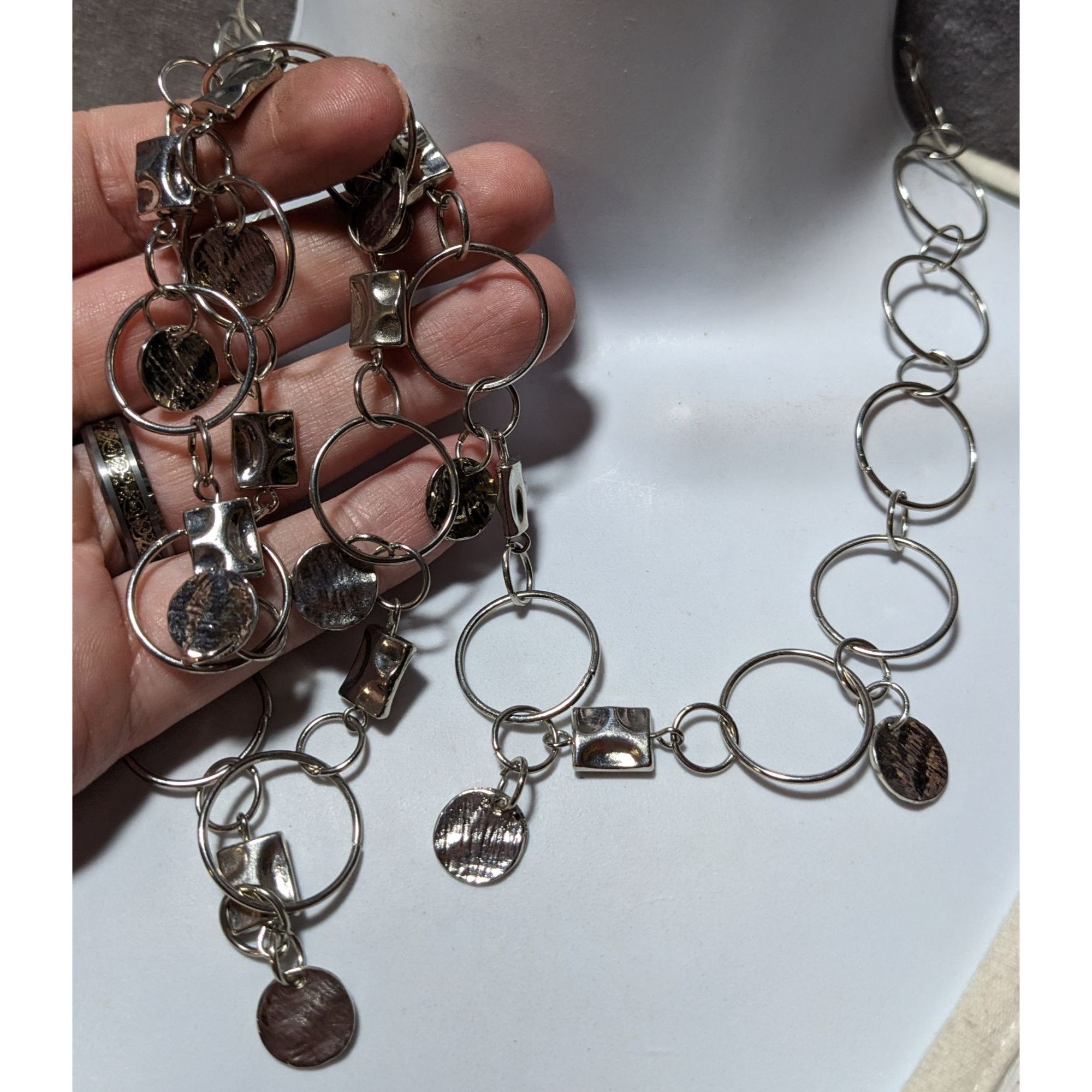 Other Silver Hoop Chain Geometric Charm Necklace Size ONE SIZE - 8 Thumbnail