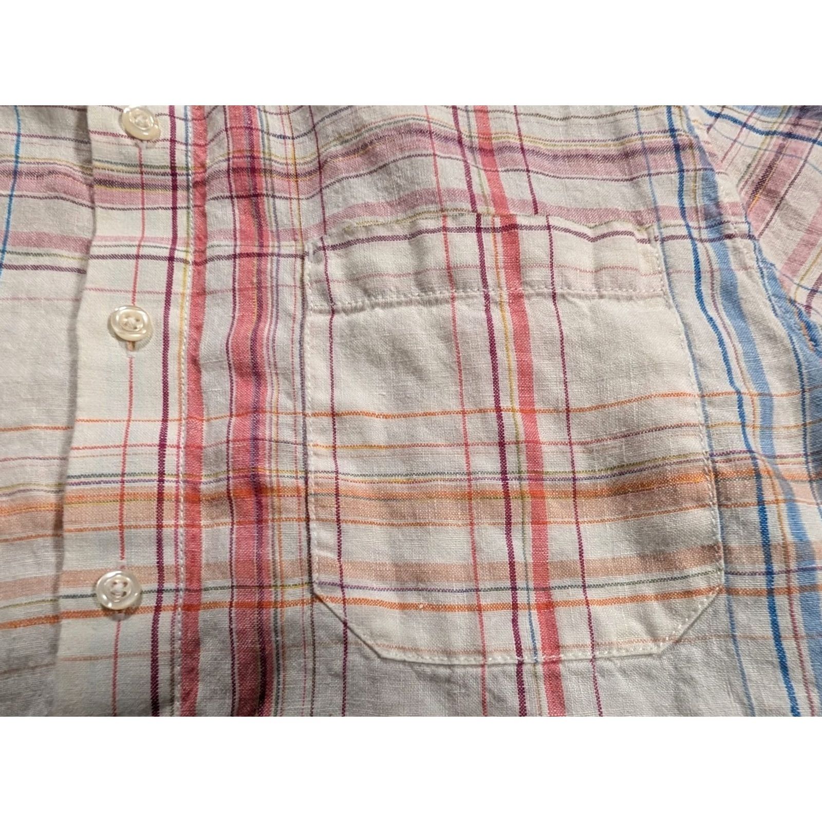 Tommy Bahama Tommy Bahama Button-Up Shirt Long Sleeve Linen Plaid Ivory White M Men’s Size US M / EU 48-50 / 2 - 5 Thumbnail