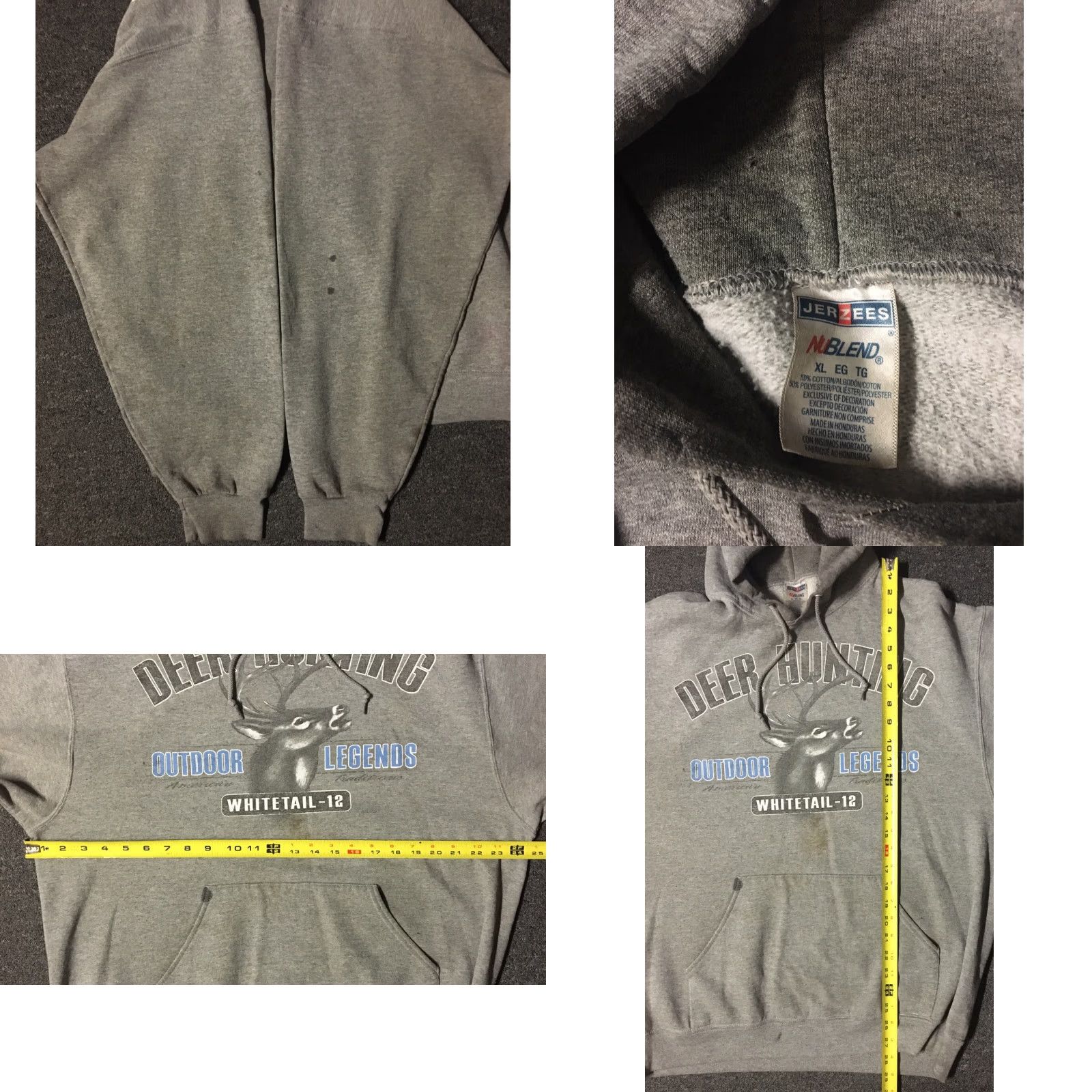 Vintage VINTAGE Outdoor Legends Deer Hunting Faded Distress Hoodie XL Gray Mens Sweatshirt Pullover 90s USA Military Grunge Hunting Theme Size US XL / EU 56 / 4 - 8 Thumbnail