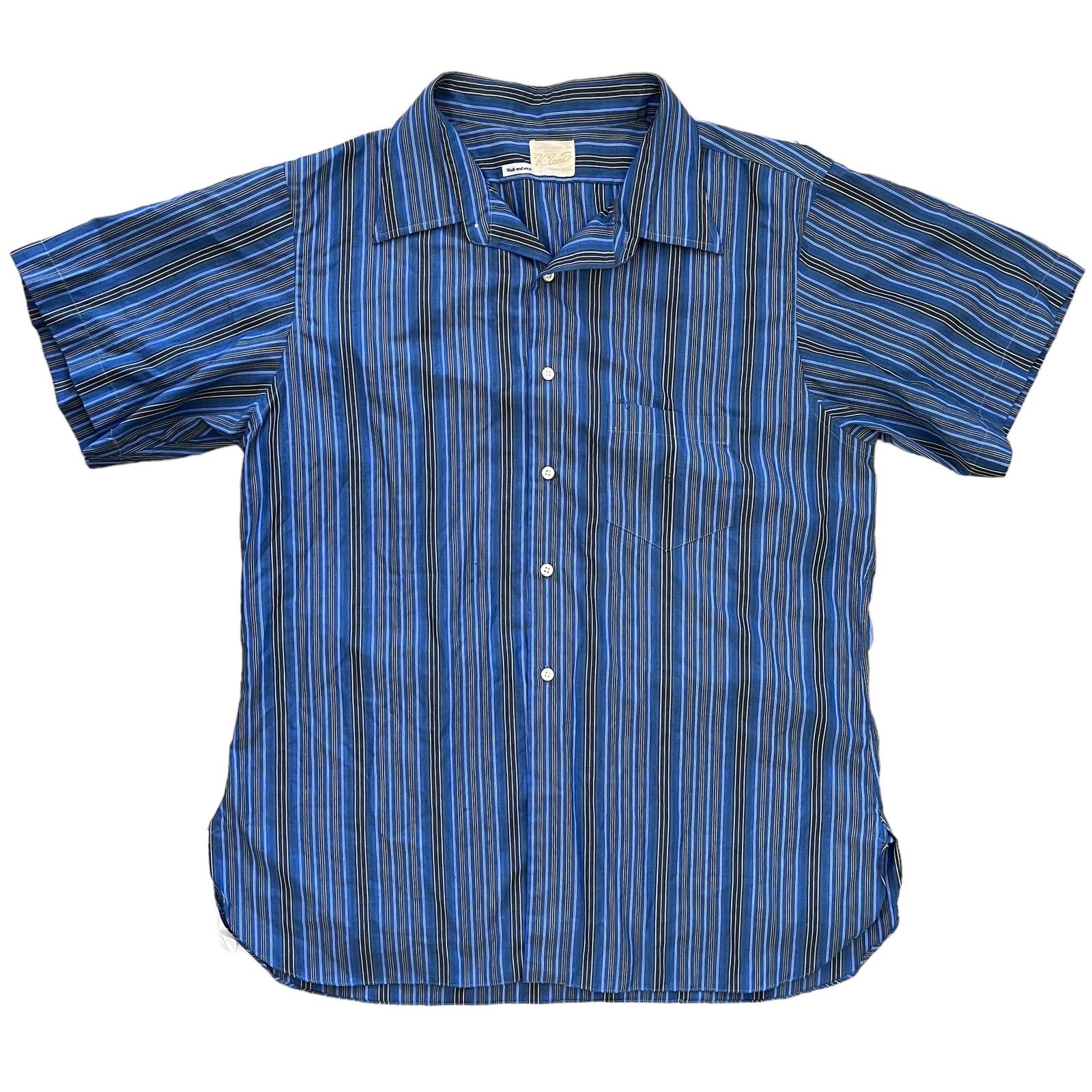 Vintage Vintage K. Tani Tokyo Striped Blue Short-Sleeve Button Shirt Size US XL / EU 56 / 4 - 6 Thumbnail