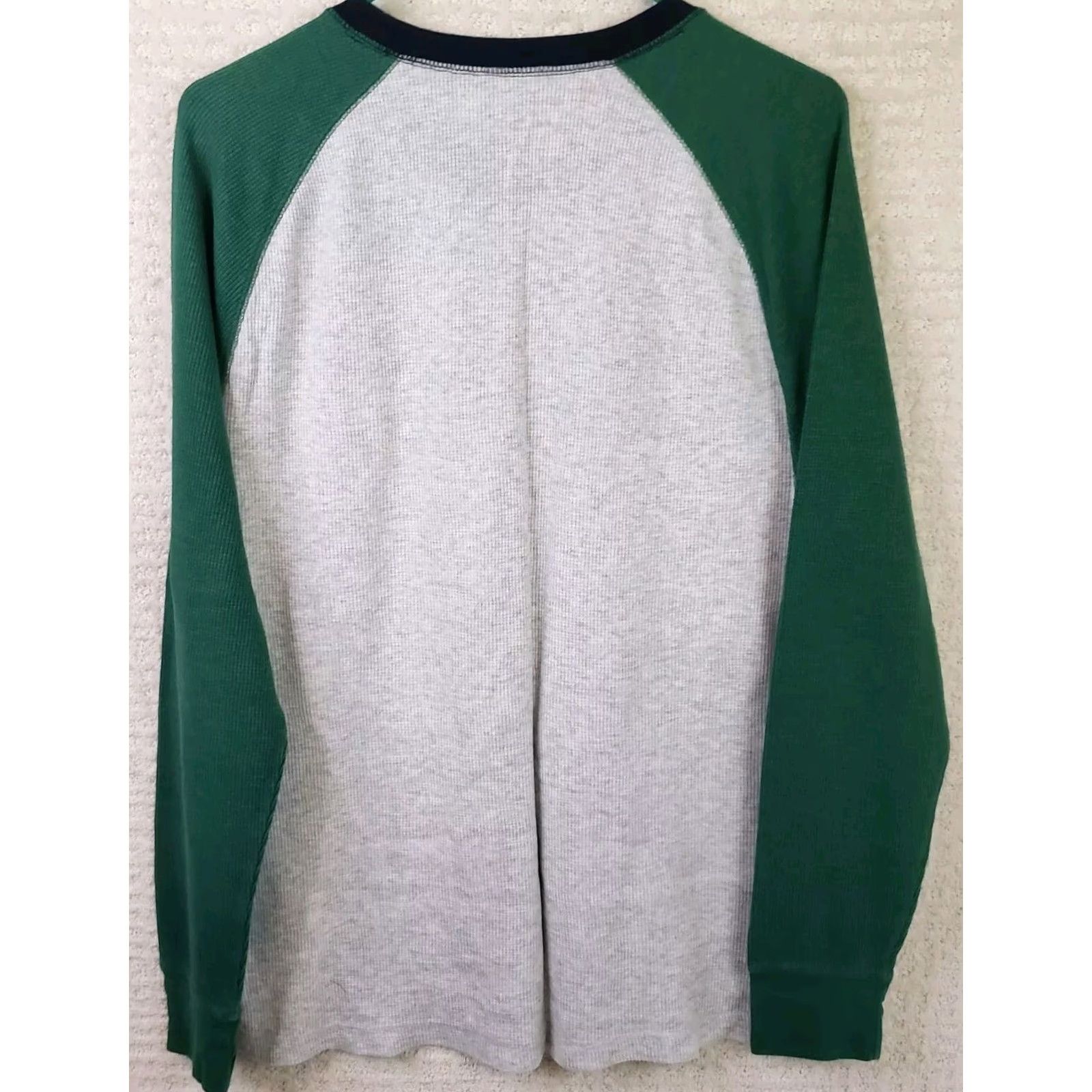 Old Navy Old Navy Shirt Men's L Gray Green Waffle Knit Thermal Baseball Style Crew Neck Long Sleeve T-Shirt Size US L / EU 52-54 / 3 - 6 Thumbnail
