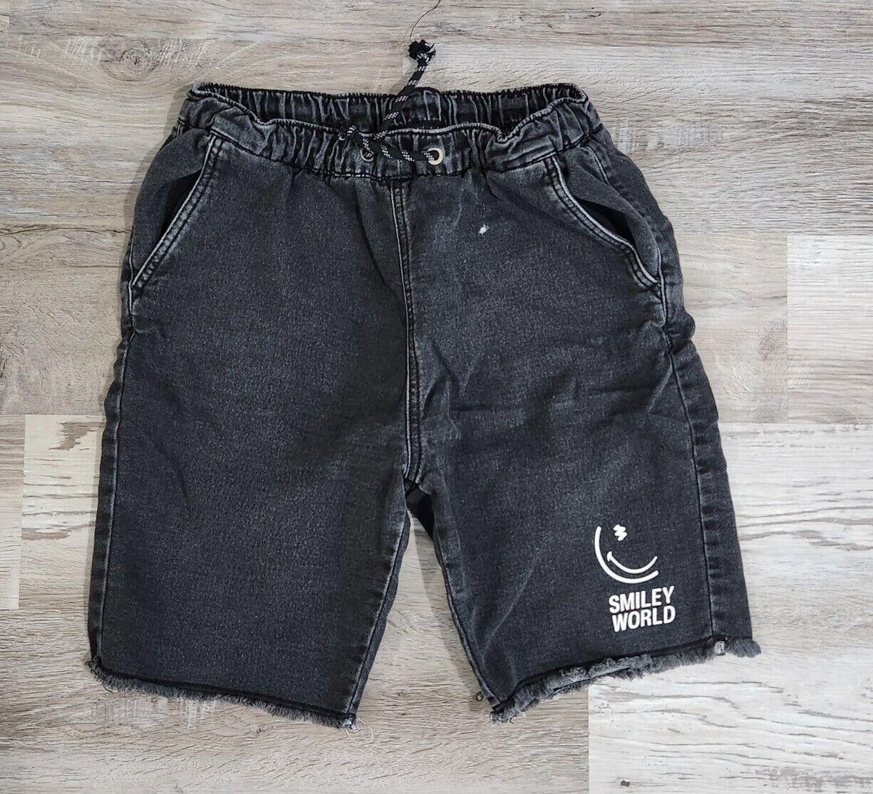 Designer Smiley World Shorts Sz 16 Black Drawstring Waist Y2k Size US 26 / EU 42 - 1 Thumbnail