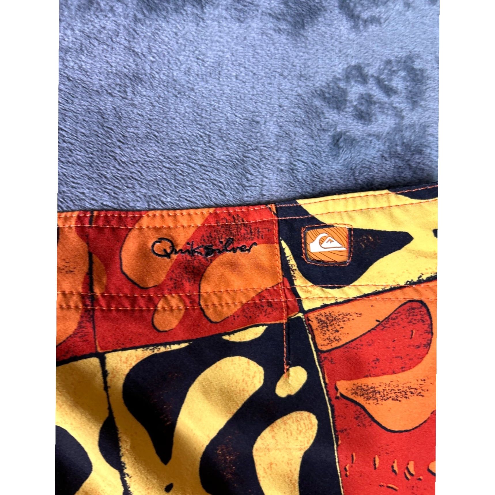 Quiksilver Quiksilver Board Shorts Mens Size 33 Orange Patchwork Print Geometric Drawstring Pocket Surfing Bottom Size US 33 - 4 Thumbnail