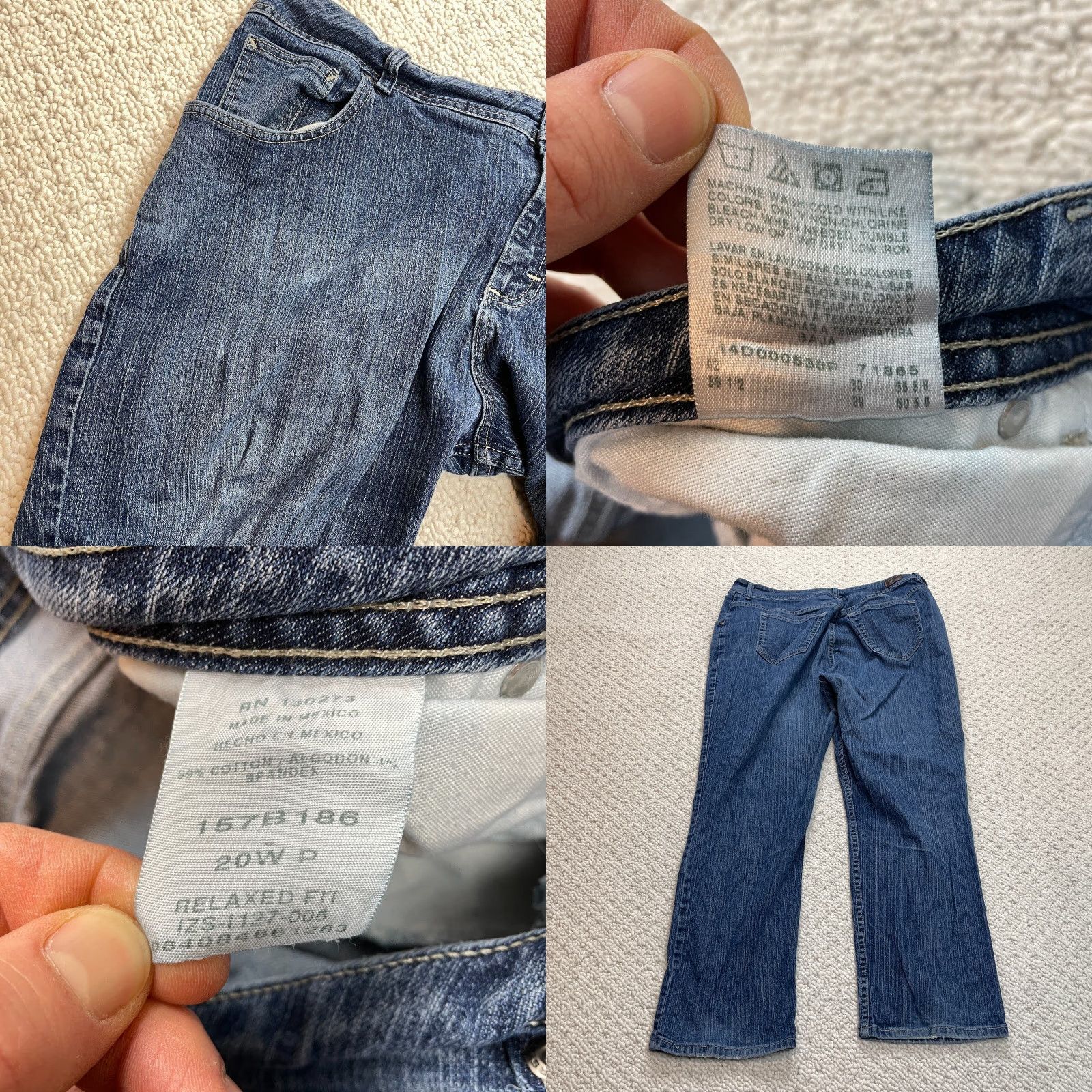 Lee Lee Jeans Womens 20 WP Blue Denim Straight High Rise 38x28 Zip 5-Pocket Comfort Size 38" / US 16 / IT 52 - 8 Thumbnail