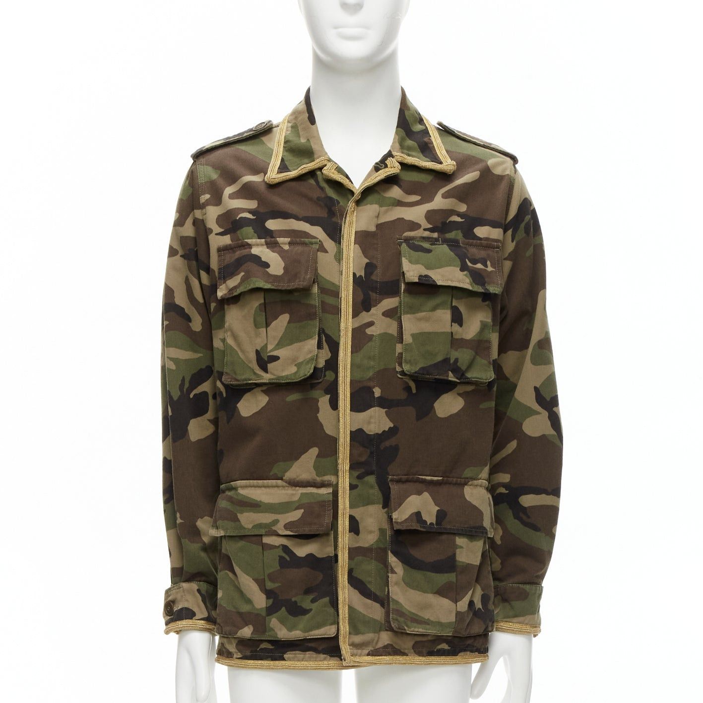 Saint Laurent Paris SAINT LAURENT Hedi Slimane 2014 gold trim green camouflage military cargo jacket FR46 S Size US S / EU 44-46 / 1 - 1 Thumbnail