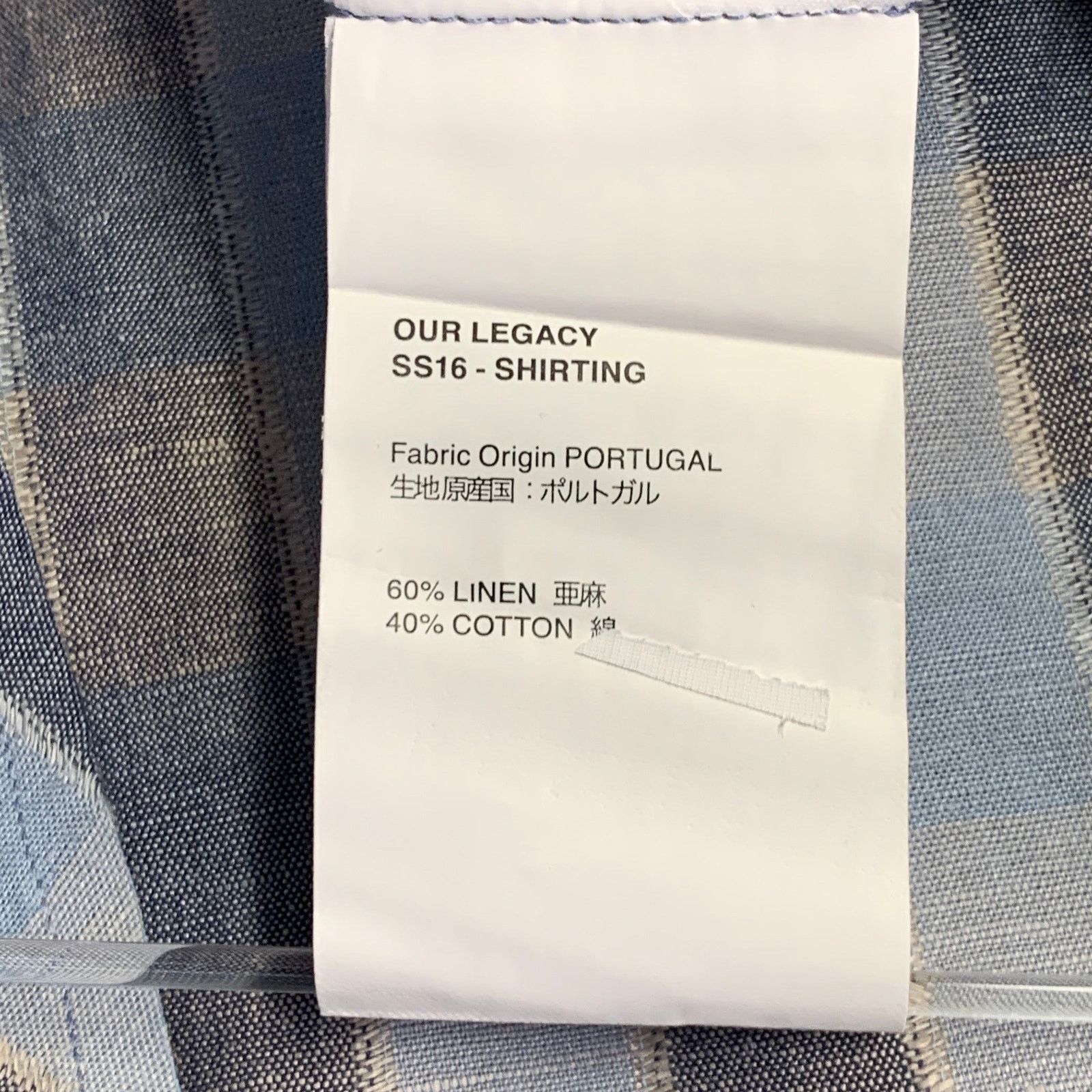 Our Legacy Blue Grey Plaid Linen Cotton One Pocket Long Sleeve Shirt Size US S / EU 44-46 / 1 - 6 Thumbnail