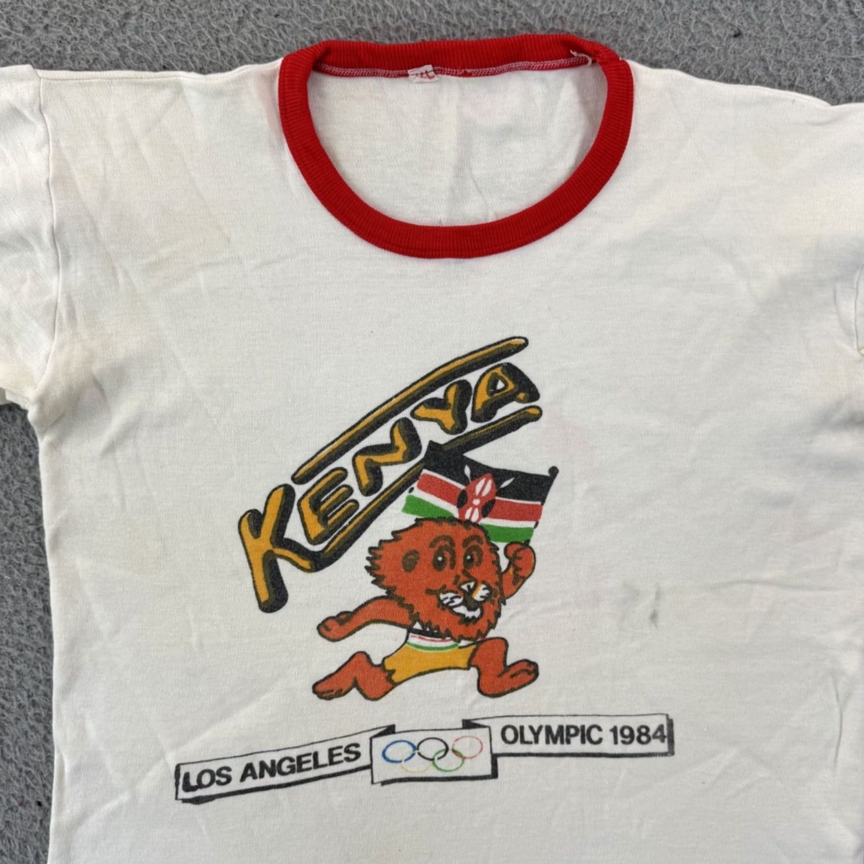 Vintage VINTAGE Olympics Shirt Mens M Ringer 80s USA Logo Graphic Print White Short Sleeve 1984 Los Angeles Sports Size US M / EU 48-50 / 2 - 3 Thumbnail