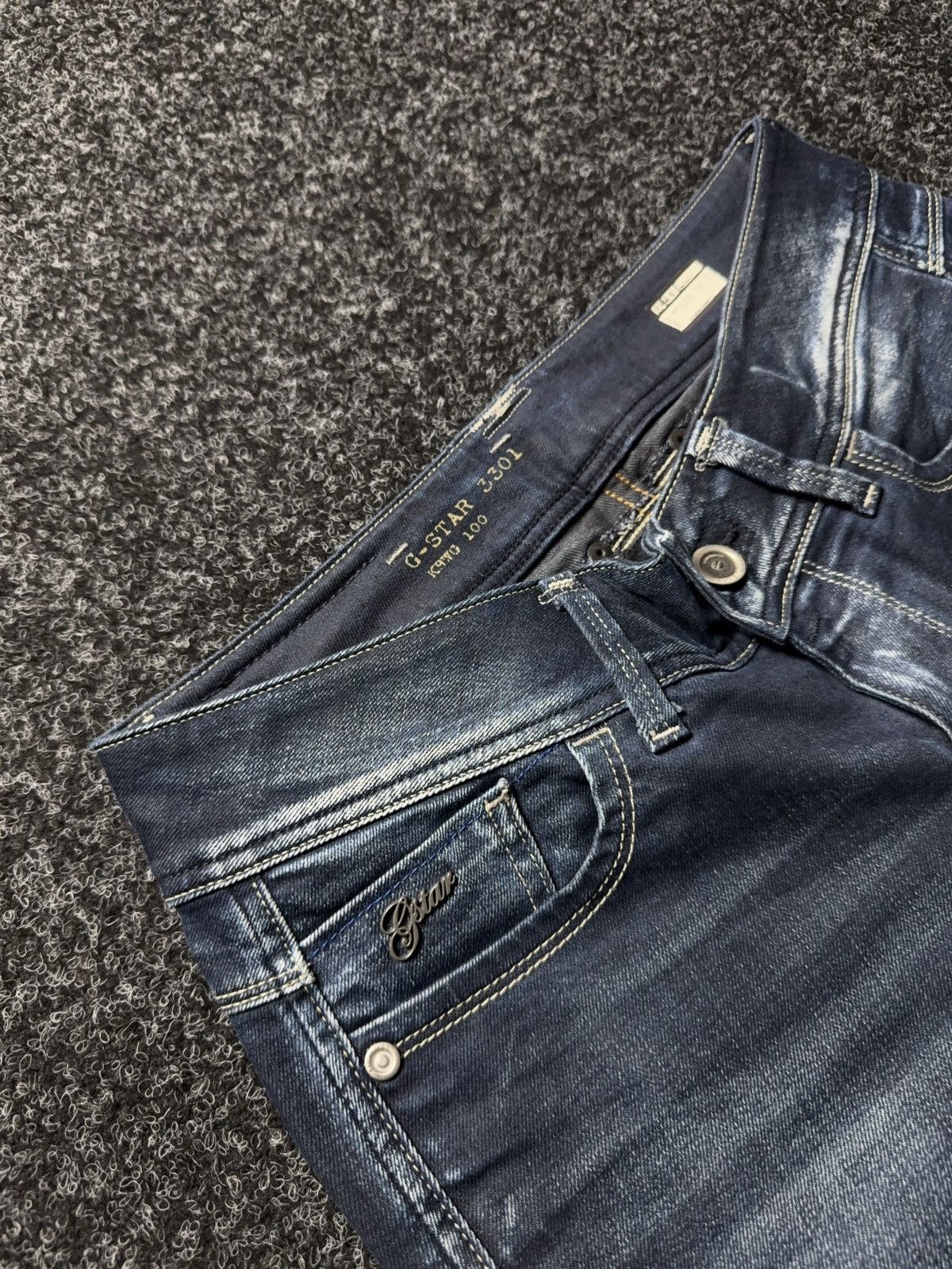 G-Star 00s G-Star RAW 3301 Punk Rock Dark Wash Slim Straight Jeans Size 30" / US 8 / IT 44 - 8 Thumbnail