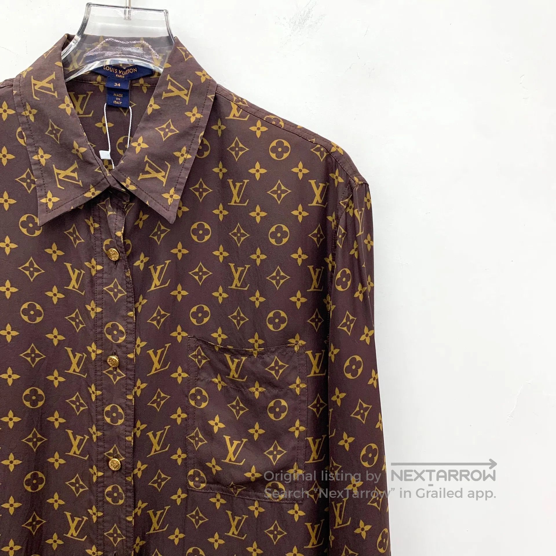 Louis Vuitton Louis Vuitton Brown floral printed mulberry silk long-slee Size US XS / EU 42 / 0 - 3 Thumbnail