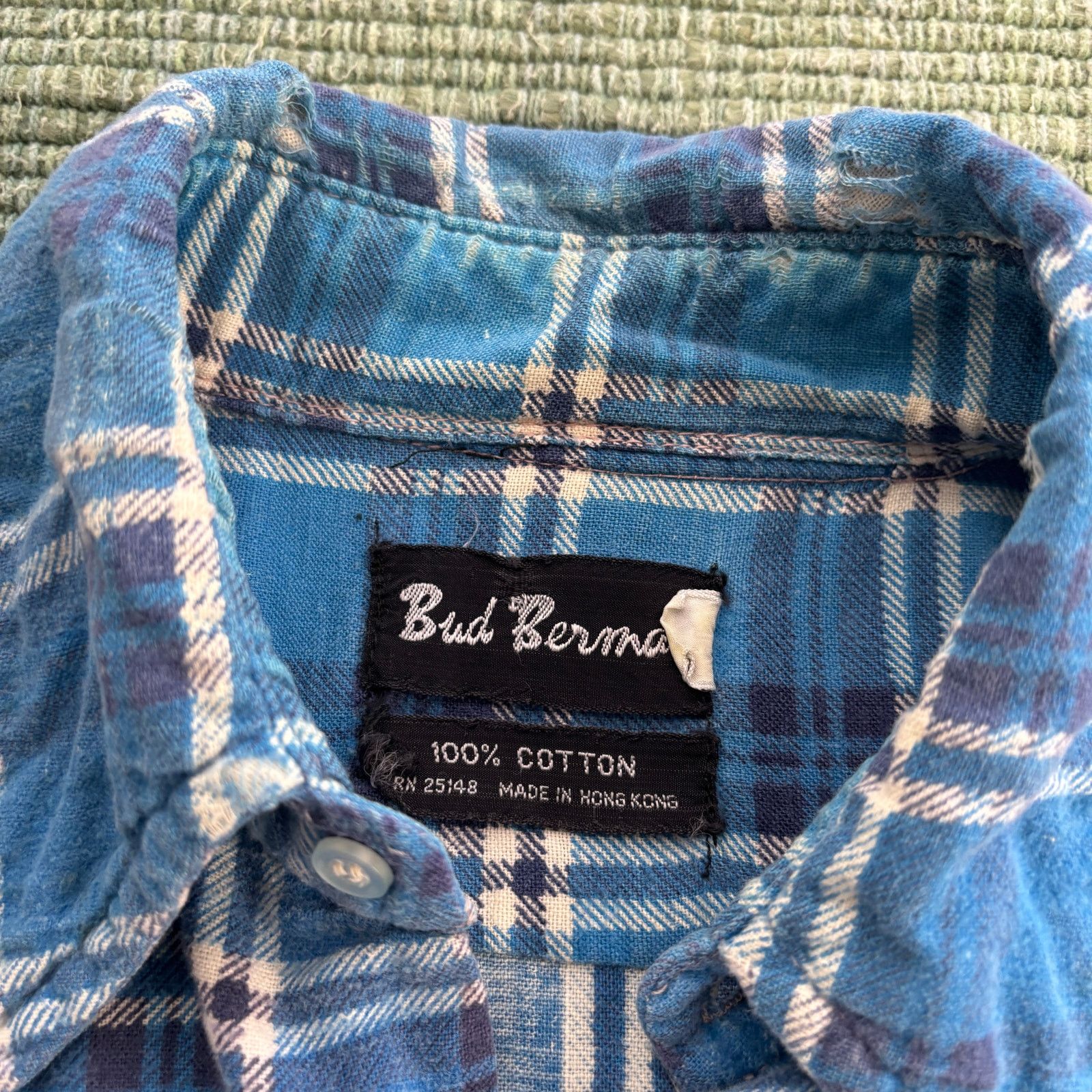 Vintage 1980s thrashed distressed vintage cotton blue flannel shirt Size US XL / EU 56 / 4 - 4 Thumbnail